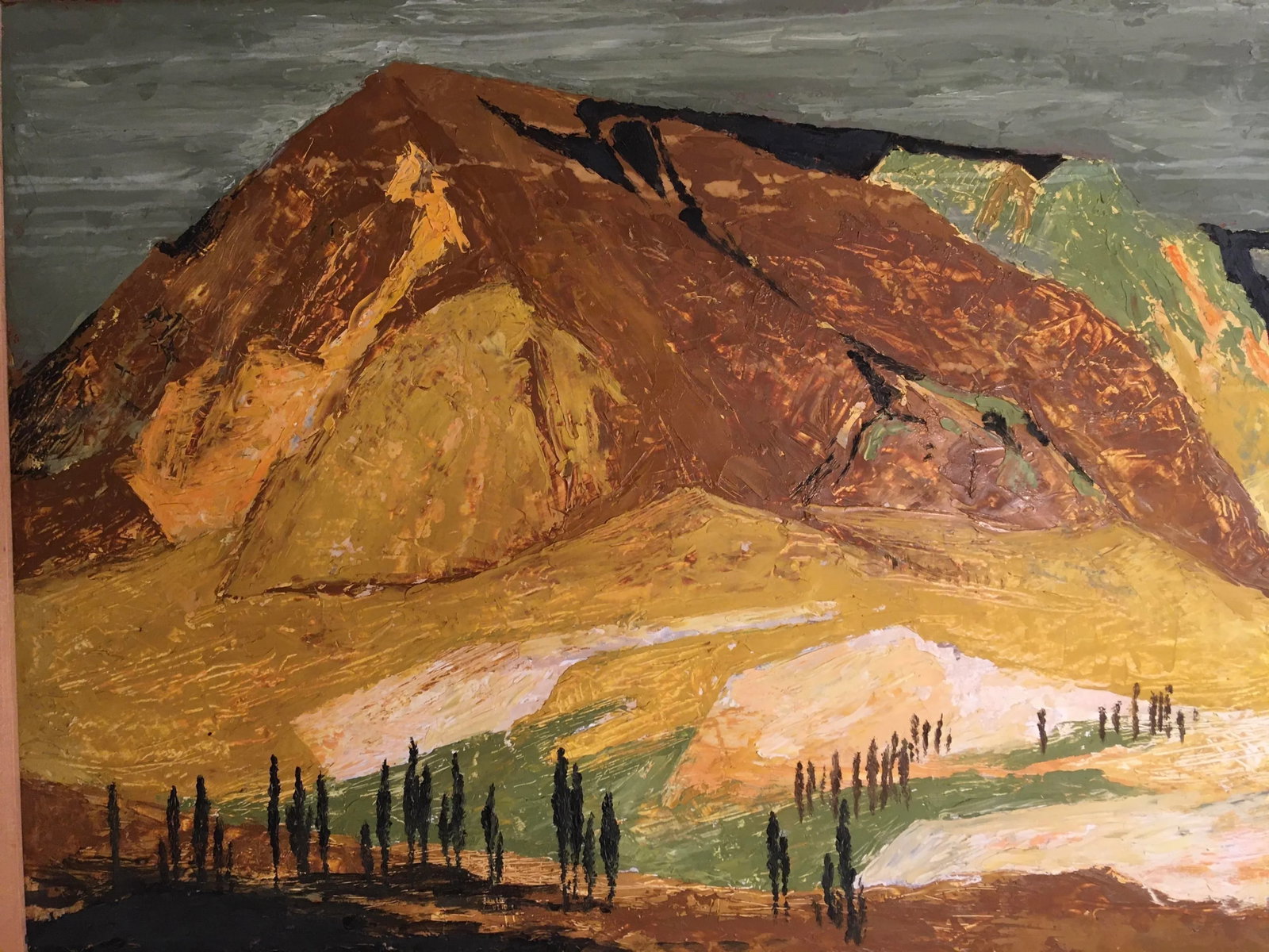 Vintage Abstract Mountainous Landscape Oil Painting Attributed to Ethel Magafan, Framed - 4