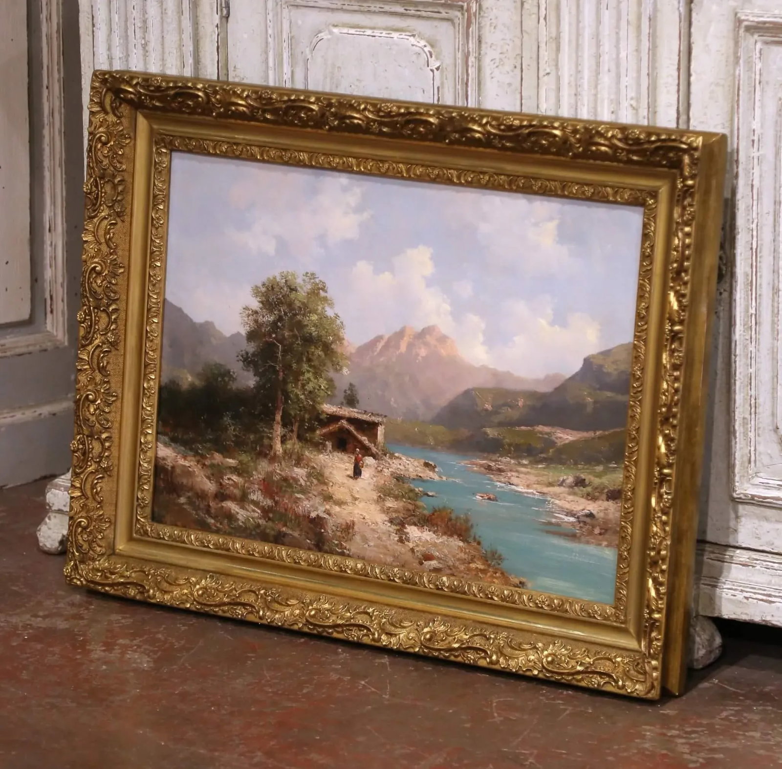 19th Century French Oil on Canvas Landscape Painting Signed Emile Godchaux, Framed - 2