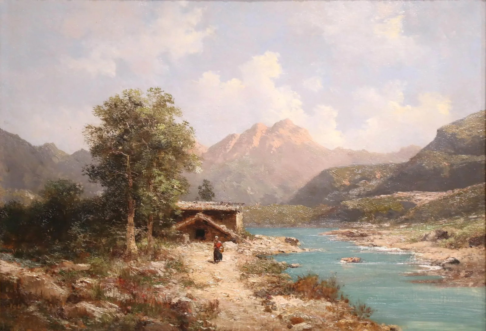 19th Century French Oil on Canvas Landscape Painting Signed Emile Godchaux, Framed - 3