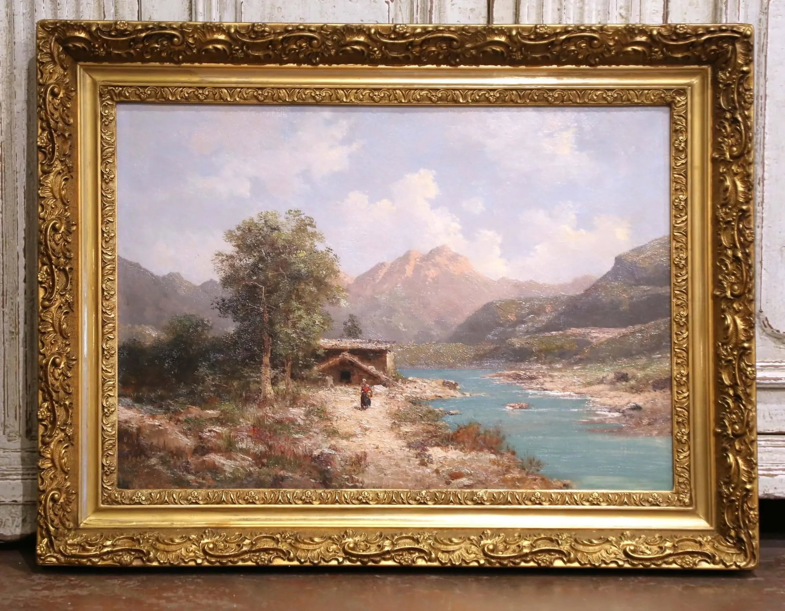 19th Century French Oil on Canvas Landscape Painting Signed Emile Godchaux, Framed - 5