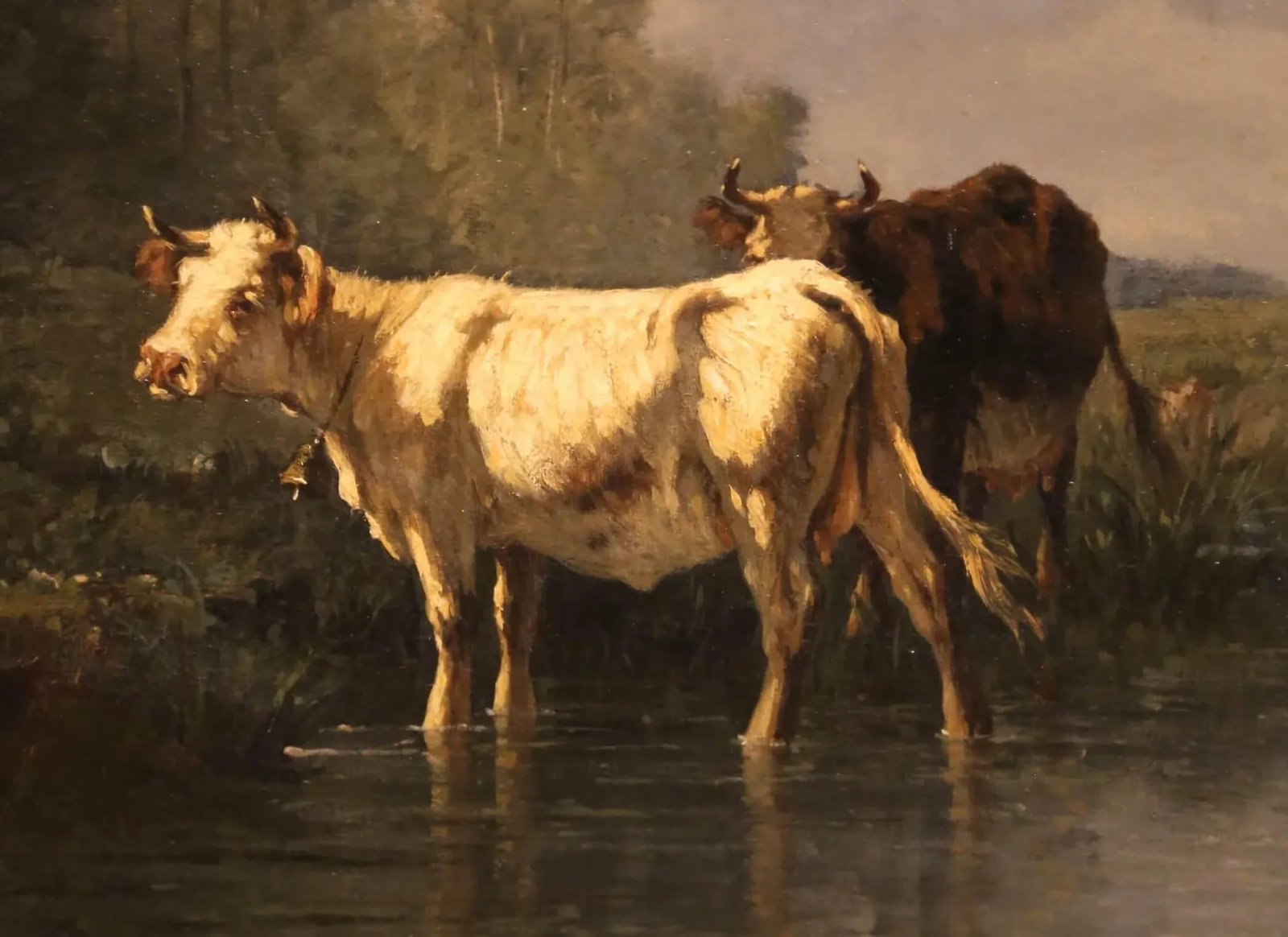 19th C. Spanish Oil Painting of Cattle Signed Antonio Cortes in Giltwood Frame - 5