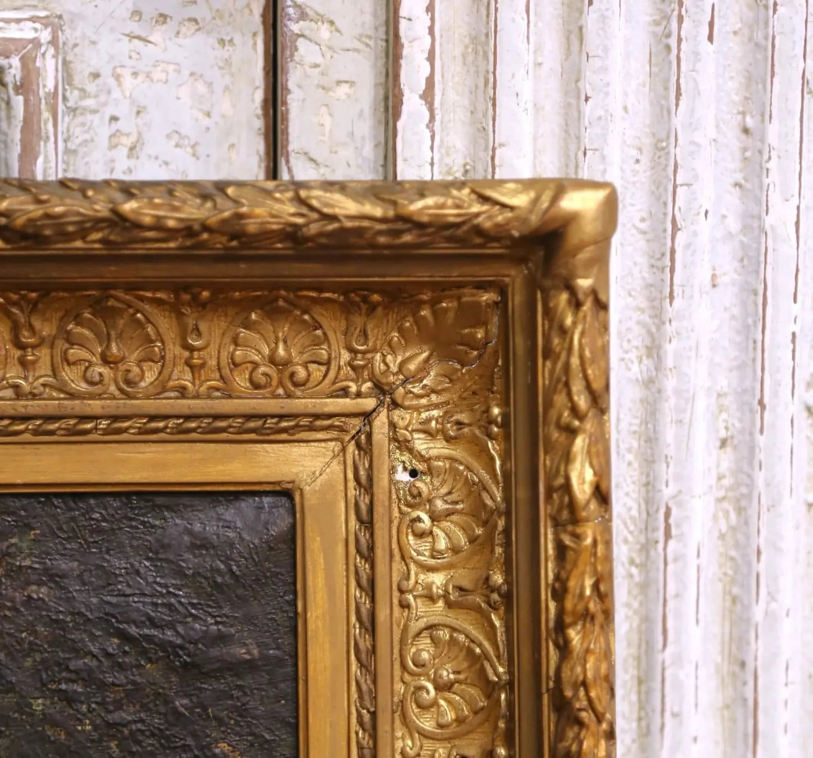 19th C. French Barbizon School Oil on Canvas Landscape in Giltwood Frame Signed - 7