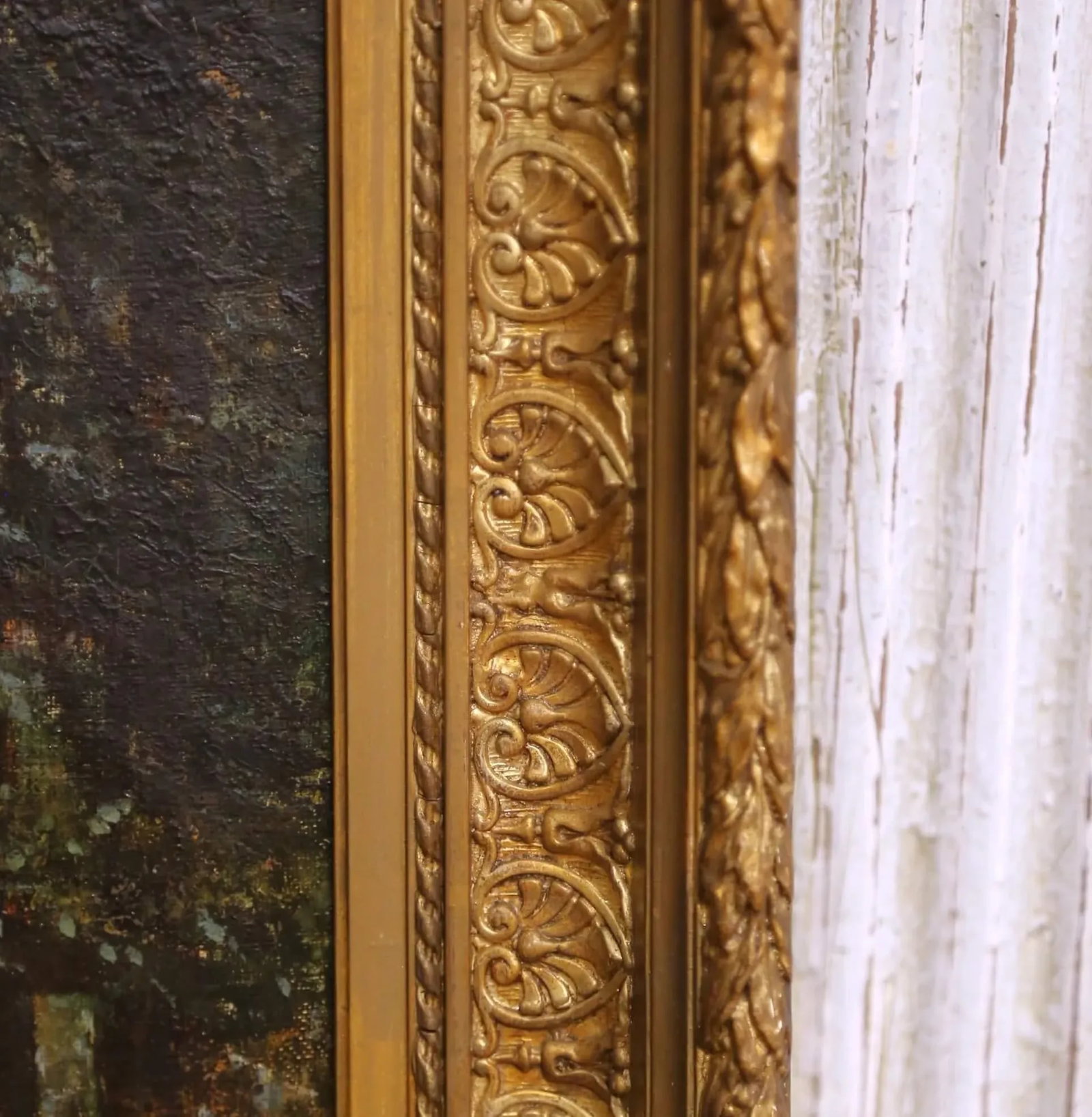 19th C. French Barbizon School Oil on Canvas Landscape in Giltwood Frame Signed - 8