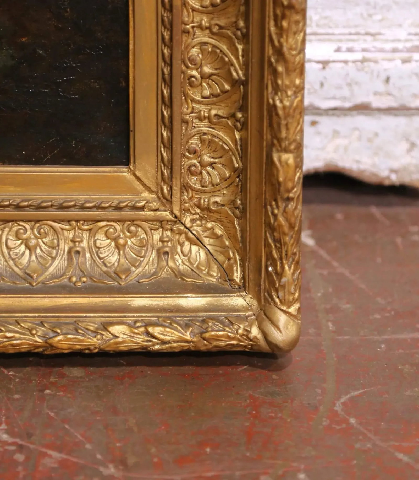 19th C. French Barbizon School Oil on Canvas Landscape in Giltwood Frame Signed - 9