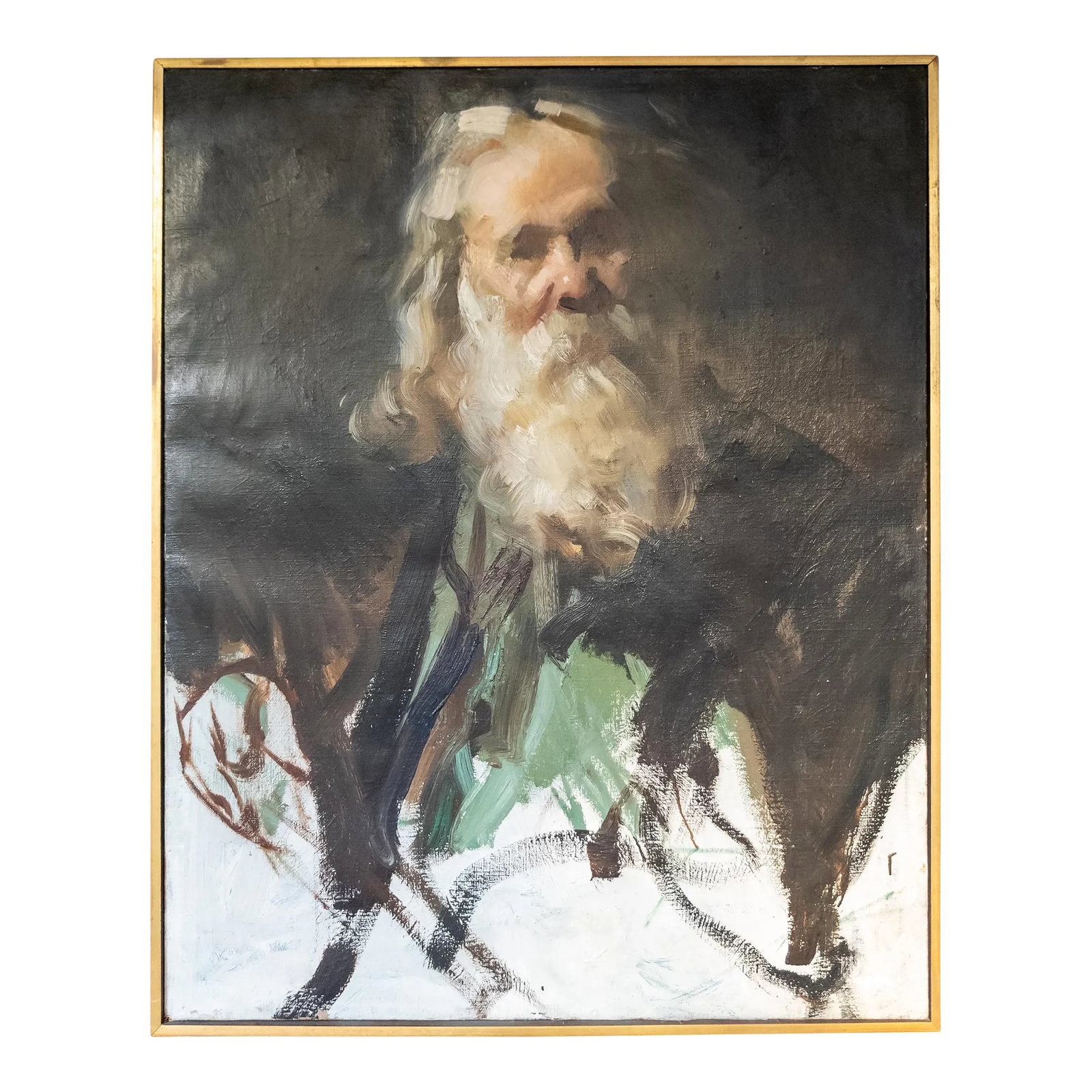 Mid-Century Impressionist Abstract Portrait Painting of an Old Man by Martin Hoy: We are selling this artistic Mid-Century portrait painting of an old man. This old Man has a slight Karl Marx feel and is very well executed in an impressionist style with thick heavy brushstrokes