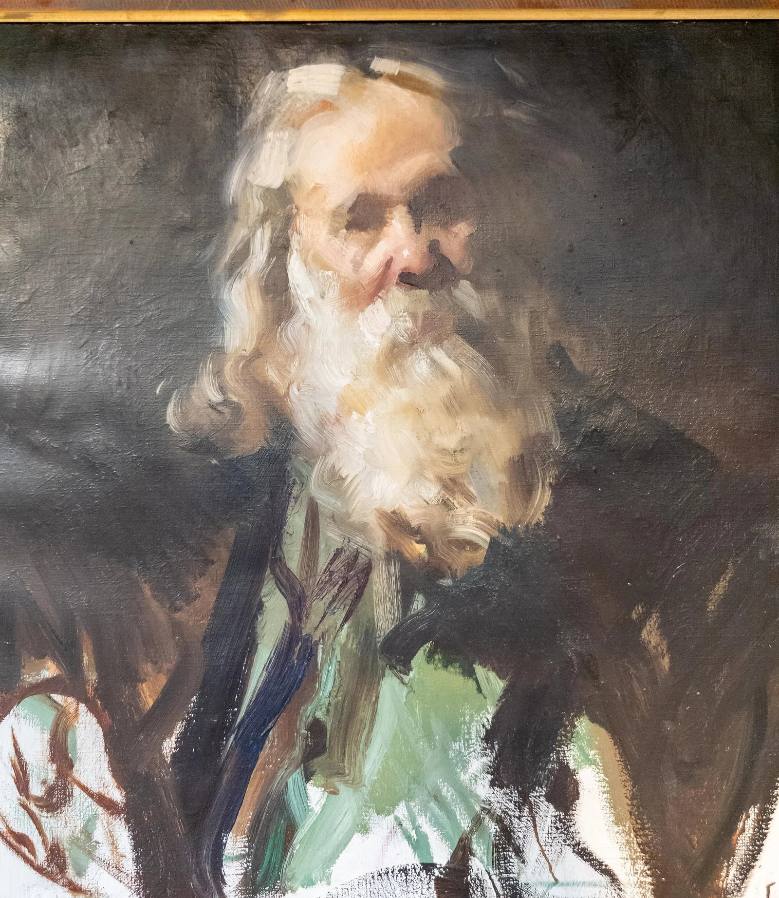 Mid-Century Impressionist Abstract Portrait Painting of an Old Man by Martin Hoy - 2