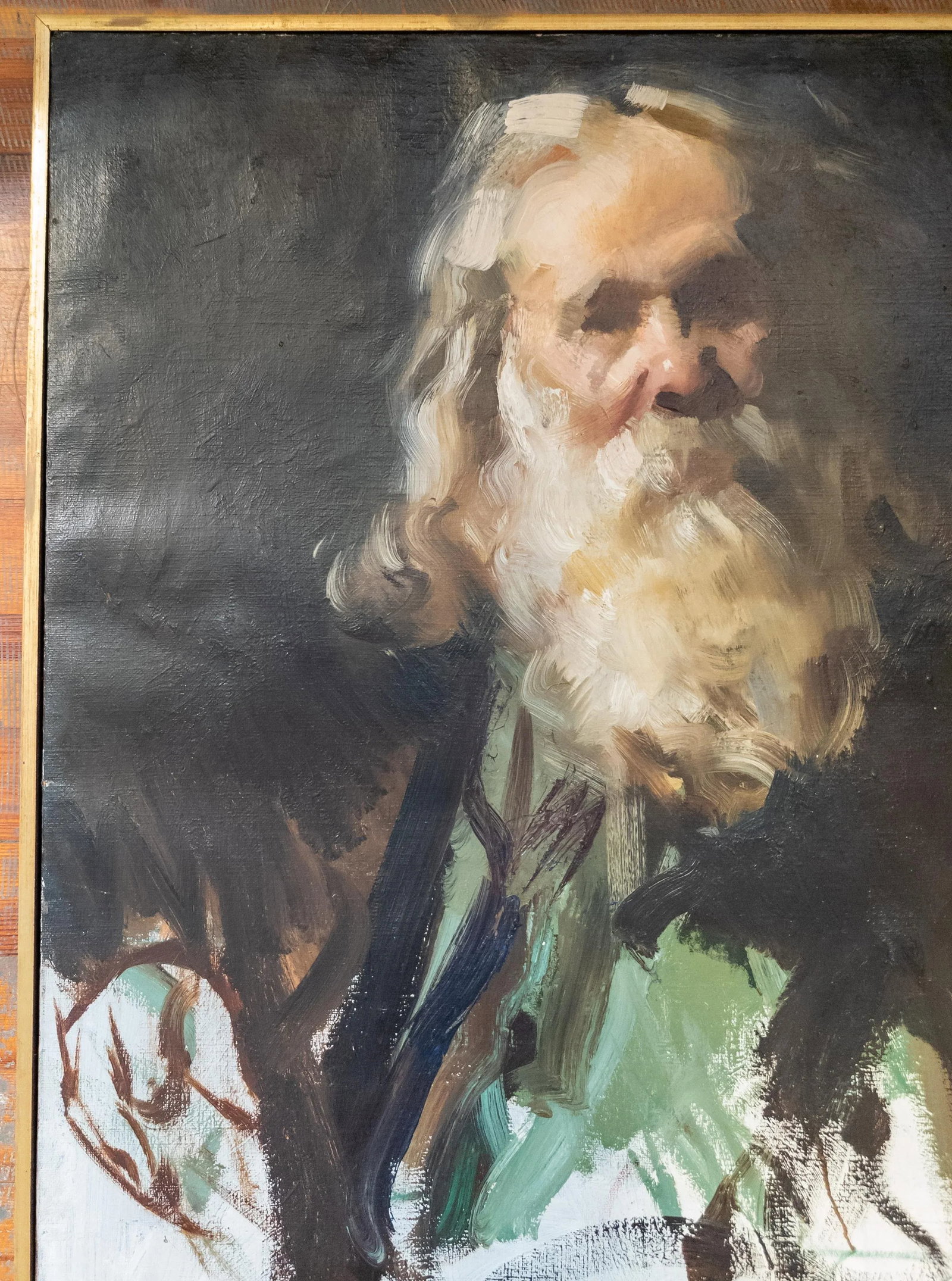 Mid-Century Impressionist Abstract Portrait Painting of an Old Man by Martin Hoy - 3