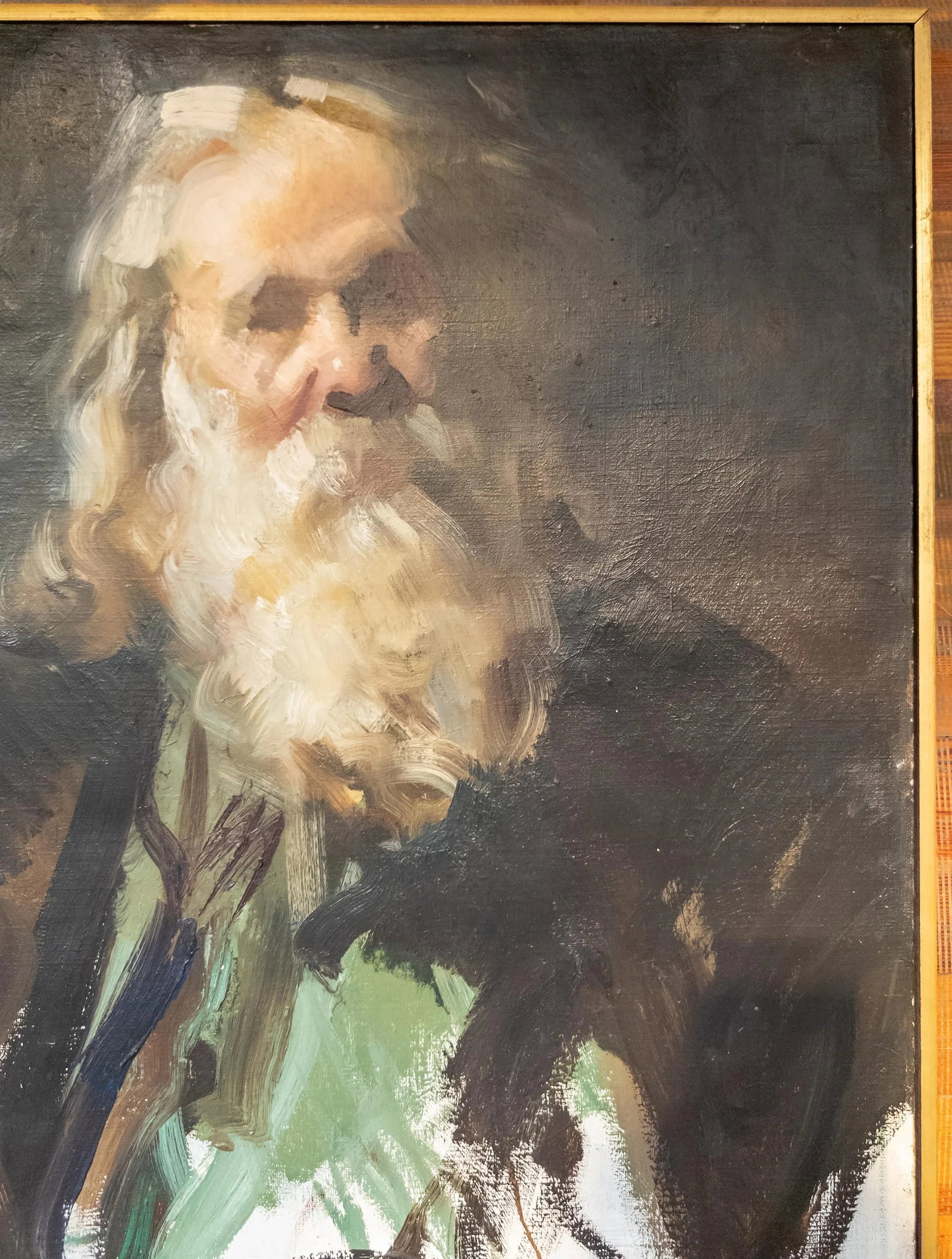 Mid-Century Impressionist Abstract Portrait Painting of an Old Man by Martin Hoy - 4