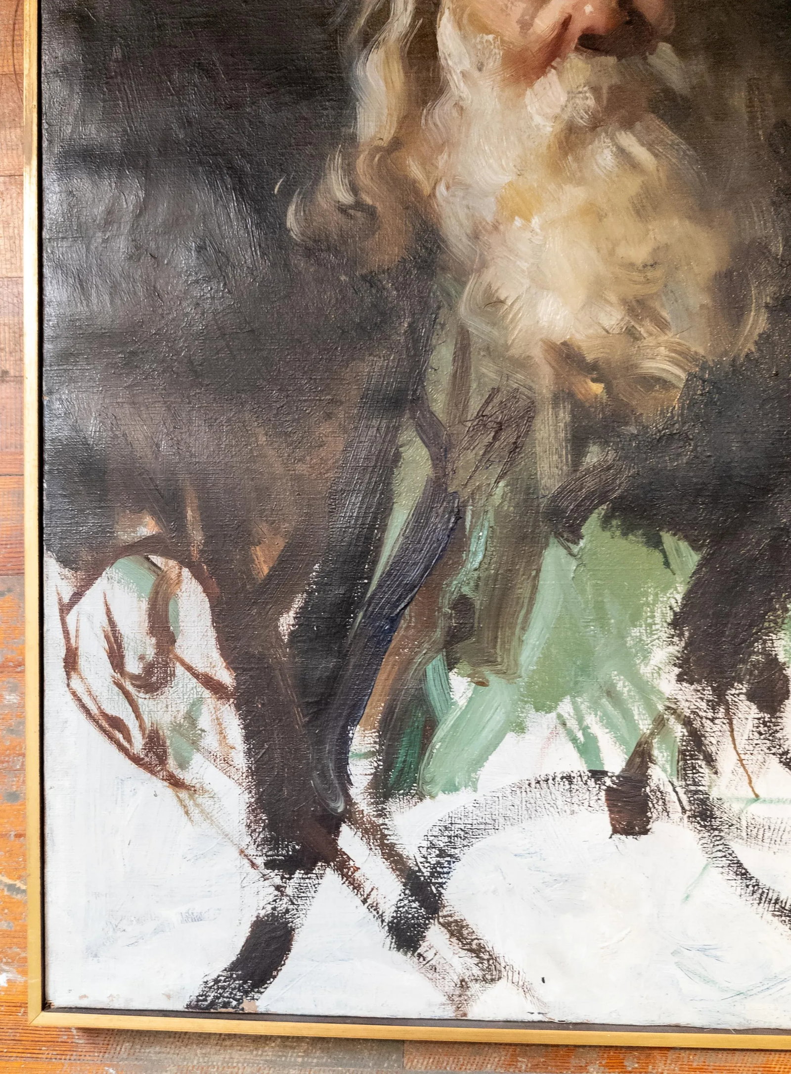 Mid-Century Impressionist Abstract Portrait Painting of an Old Man by Martin Hoy - 6