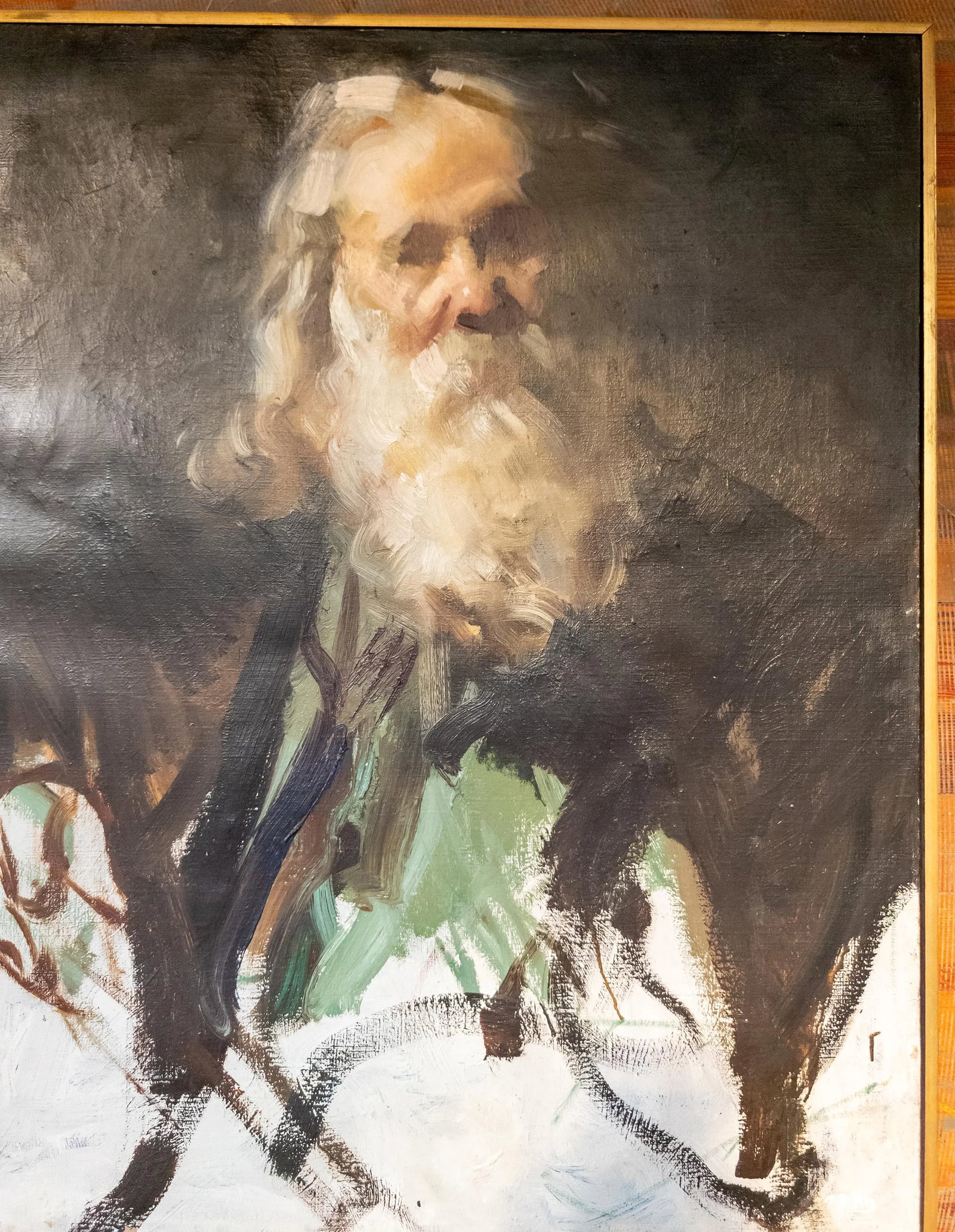 Mid-Century Impressionist Abstract Portrait Painting of an Old Man by Martin Hoy - 7