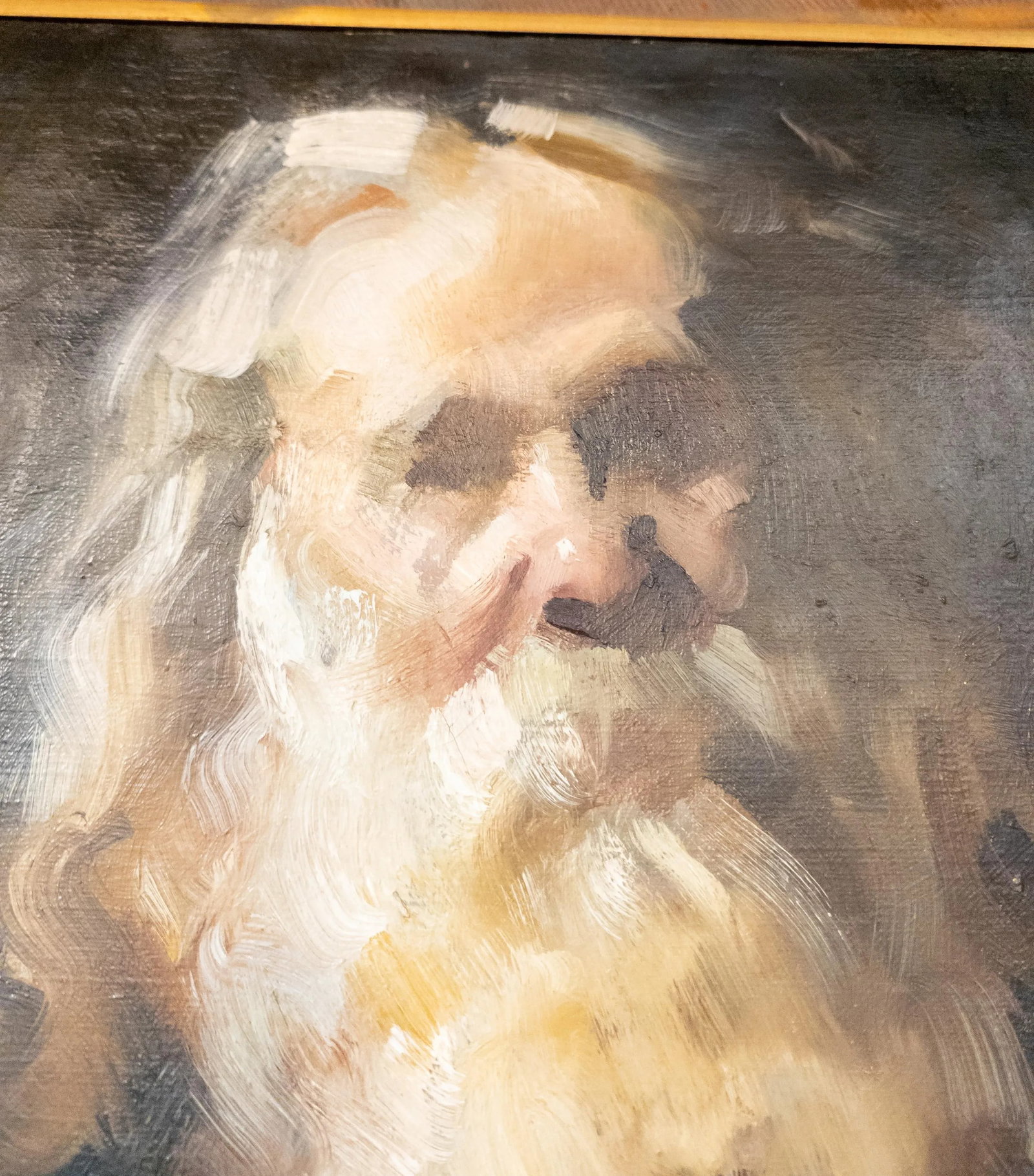Mid-Century Impressionist Abstract Portrait Painting of an Old Man by Martin Hoy - 9