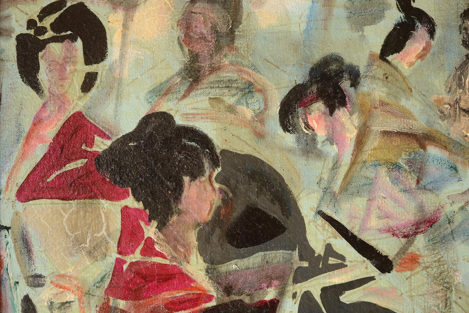 Mid Century Pascal Curaro Abstract Geishas Painting - 4