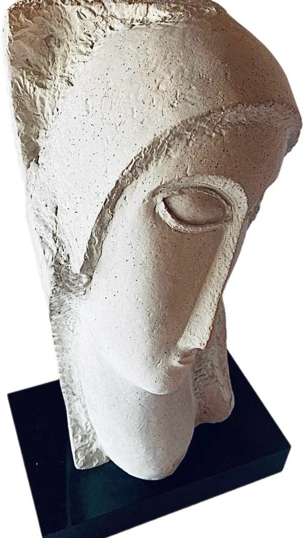 1980s Modigliani Inspired David Fisher Woman Head Bust Tete Sculpture Austin Prods - 12