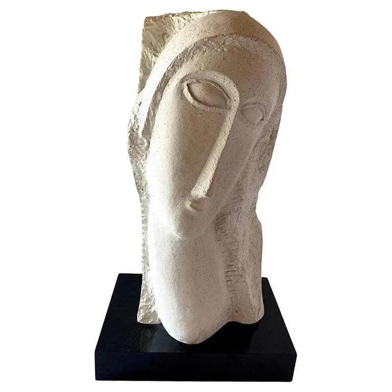 1980s Modigliani Inspired David Fisher Woman Head Bust Tete Sculpture Austin Prods - 13