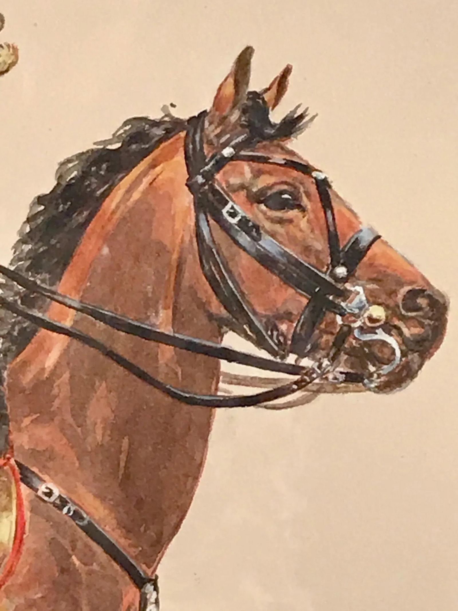 Late 19th Century Framed Watercolor Painting of Cavalry Soldier on Galloping Horse, Monogramed - 4