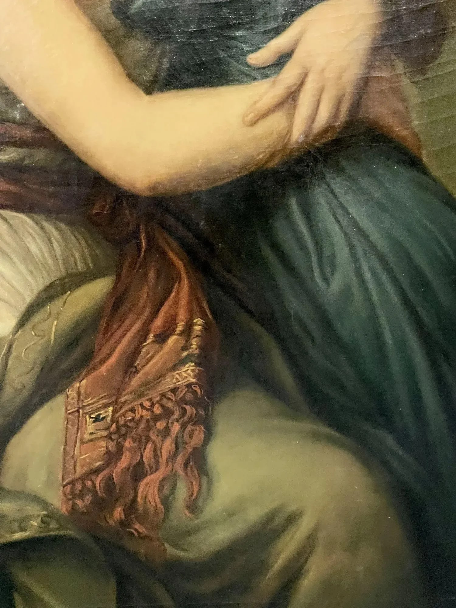 Large Oil Canvas Mother and Child Signed L. Nicolas, Elisabeth Vigee-Lebrun - 6