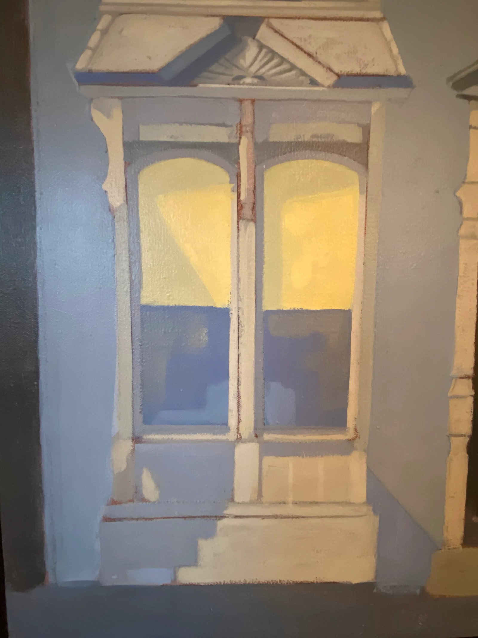 Mid 20th Century Modernist Style Victorian House Portrait Oil Painting, Framed - 4