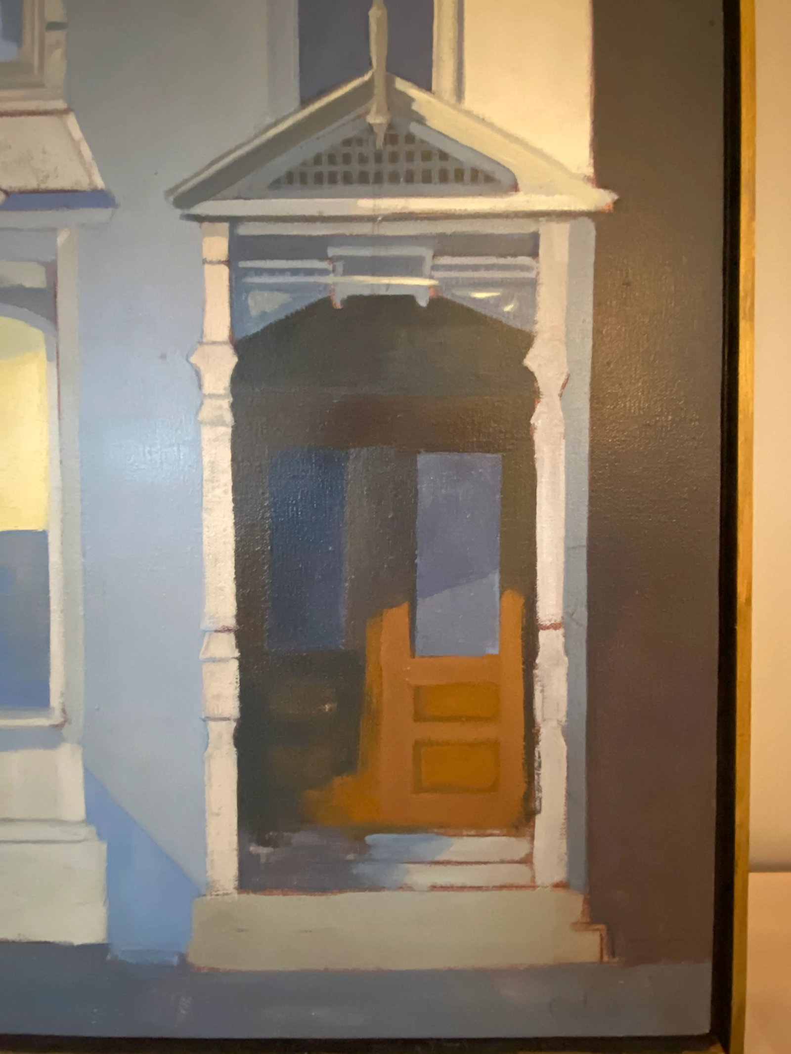 Mid 20th Century Modernist Style Victorian House Portrait Oil Painting, Framed - 5