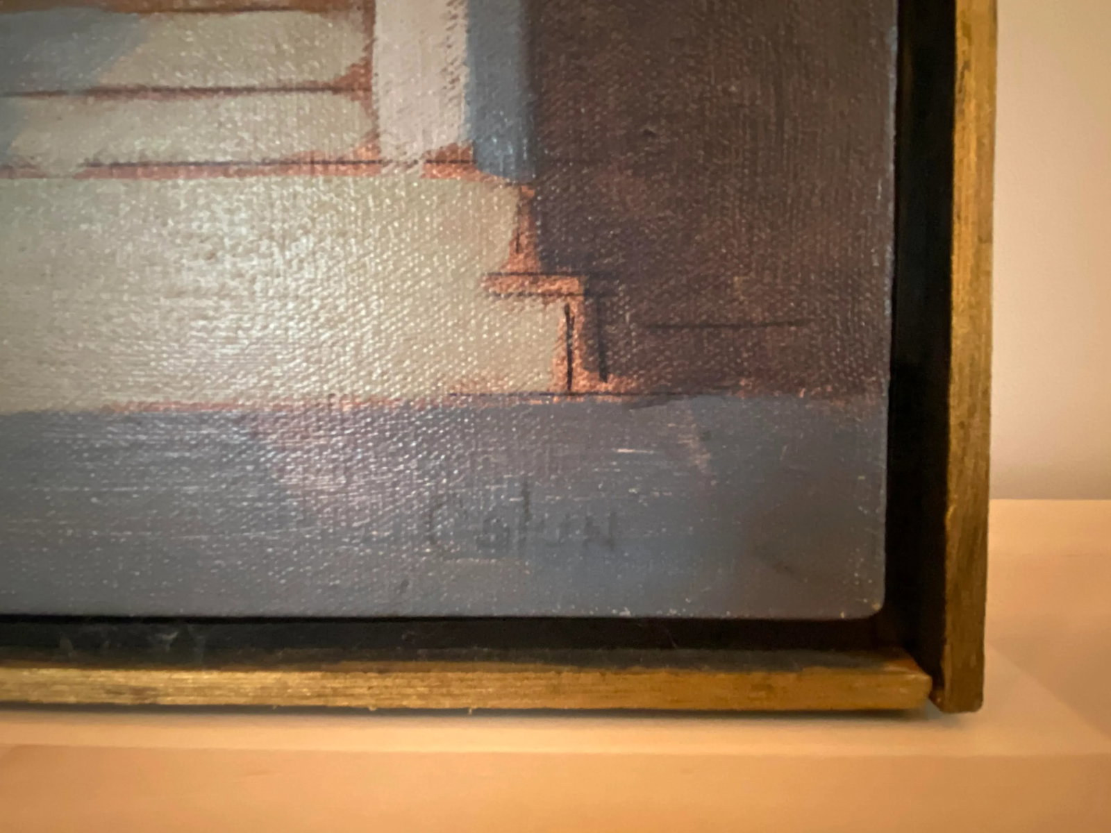 Mid 20th Century Modernist Style Victorian House Portrait Oil Painting, Framed - 6