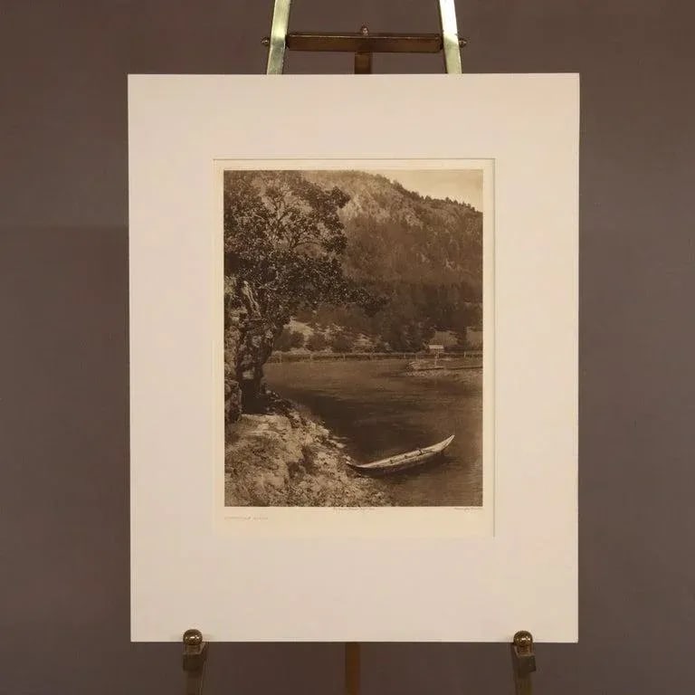 Antique Edward S. Curtis Native American Print "Cowichan River" Signed C1912 - 12