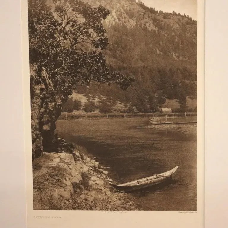 Antique Edward S. Curtis Native American Print "Cowichan River" Signed C1912 - 13