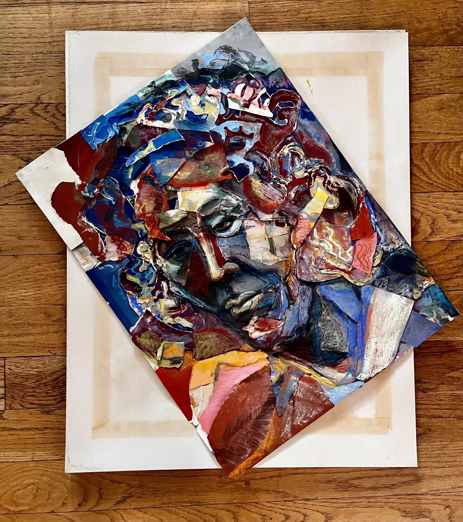 Pastel Collage Portrait of "David" by artist Sheila R. Gold, 1974 - 3