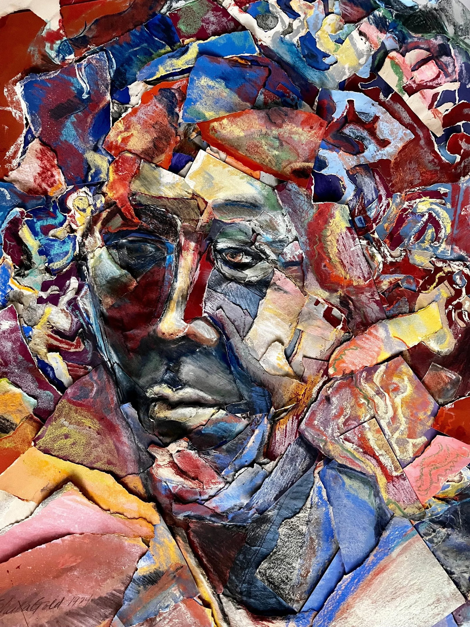 Pastel Collage Portrait of "David" by artist Sheila R. Gold, 1974 - 6