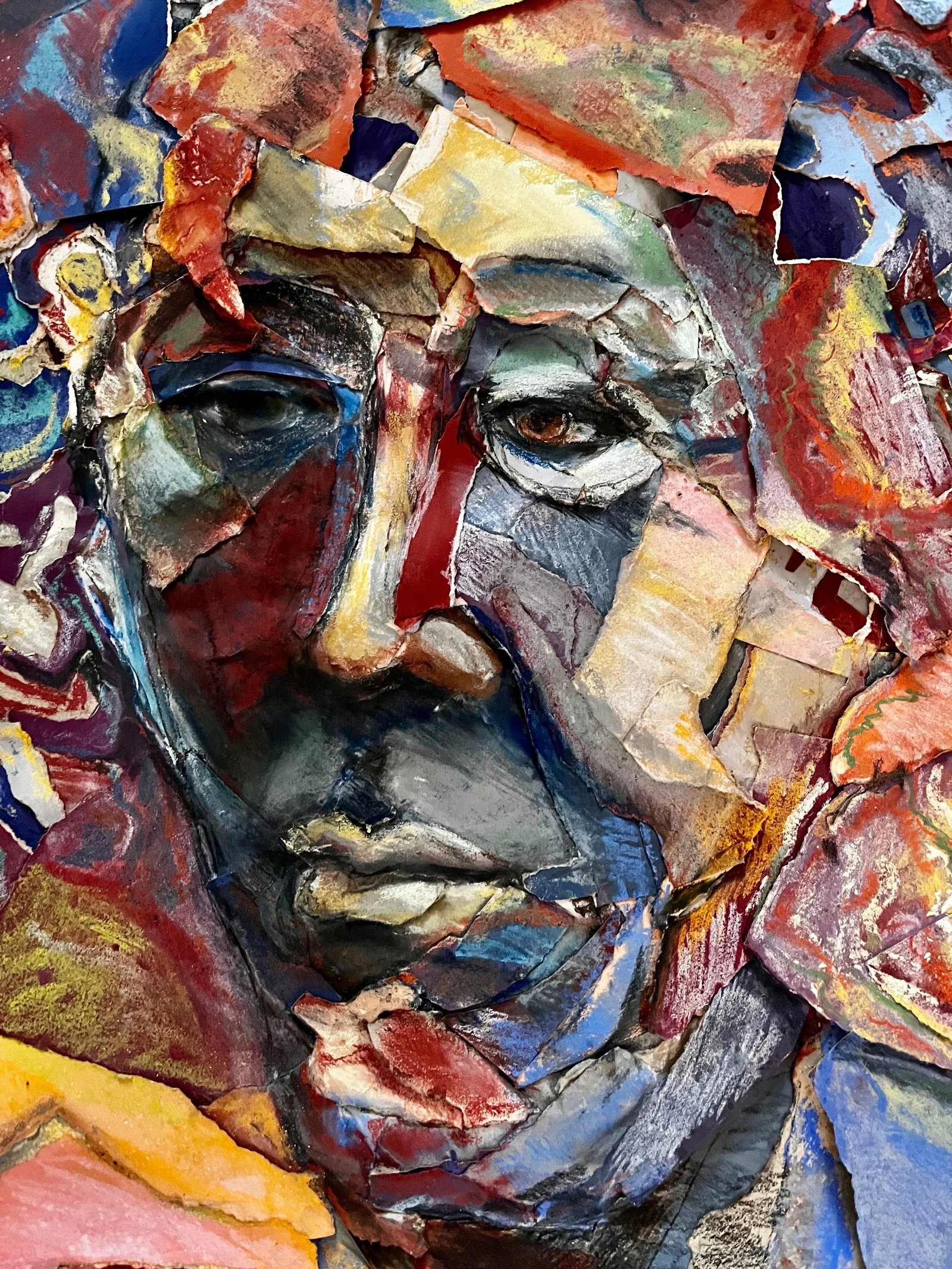 Pastel Collage Portrait of "David" by artist Sheila R. Gold, 1974 - 7