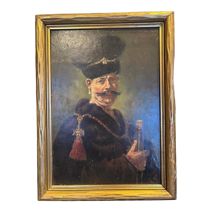 19th Century Portrait Polish Nobleman Rembrandt Copy: 19th Century Portrait Polish Nobleman Rembrandt Copy. Beautiful painting purchased in France. Age appropriate wear, see detailed photos or message us with questions. Condition: Alterations: Original C