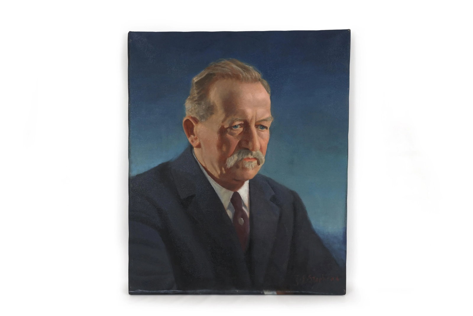 Set of Two Grim and Not So Grim Portrait Paintings of a Businessman - 3