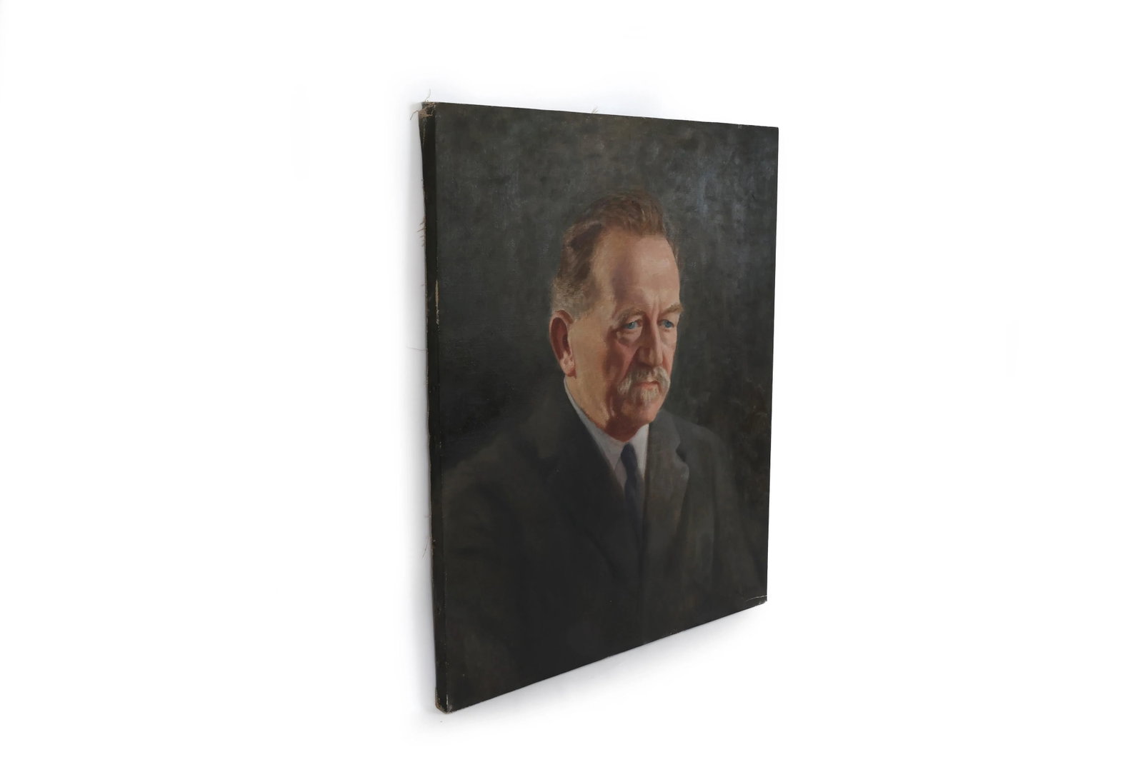 Set of Two Grim and Not So Grim Portrait Paintings of a Businessman - 4