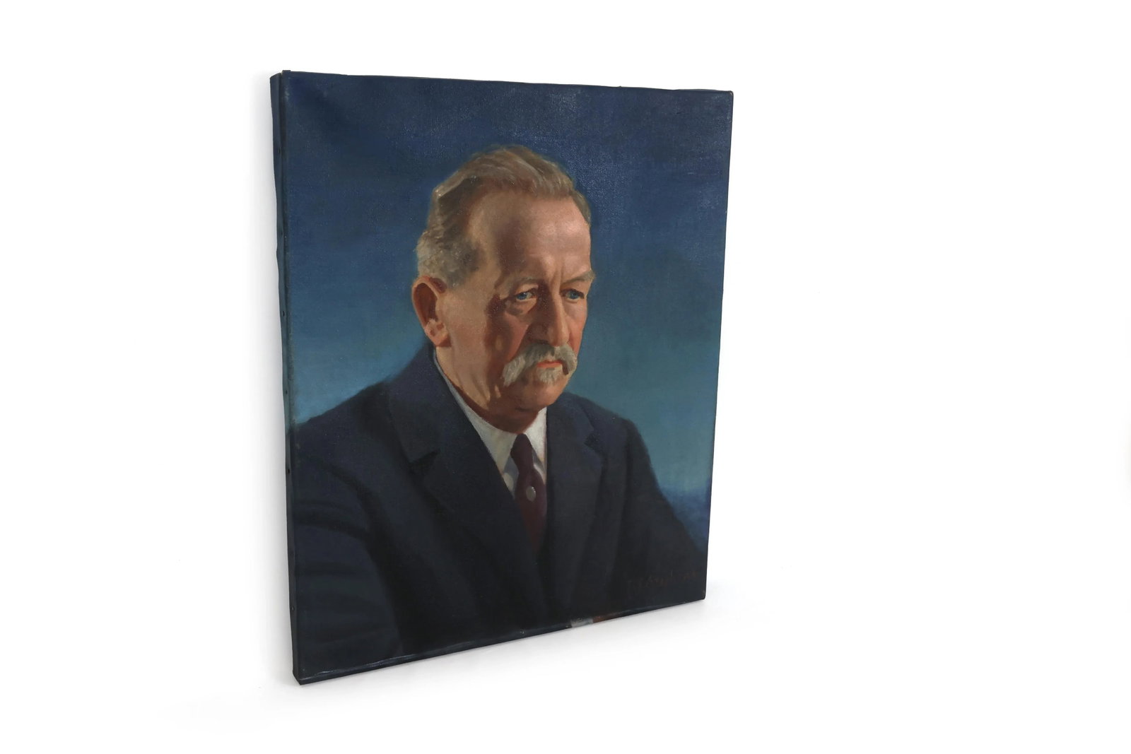 Set of Two Grim and Not So Grim Portrait Paintings of a Businessman - 6