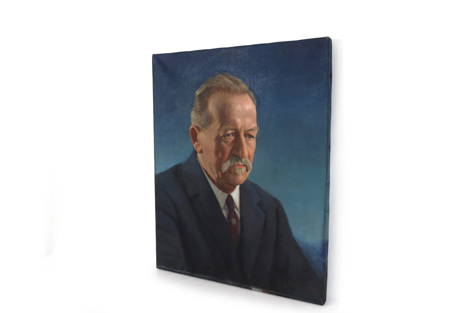 Set of Two Grim and Not So Grim Portrait Paintings of a Businessman - 7