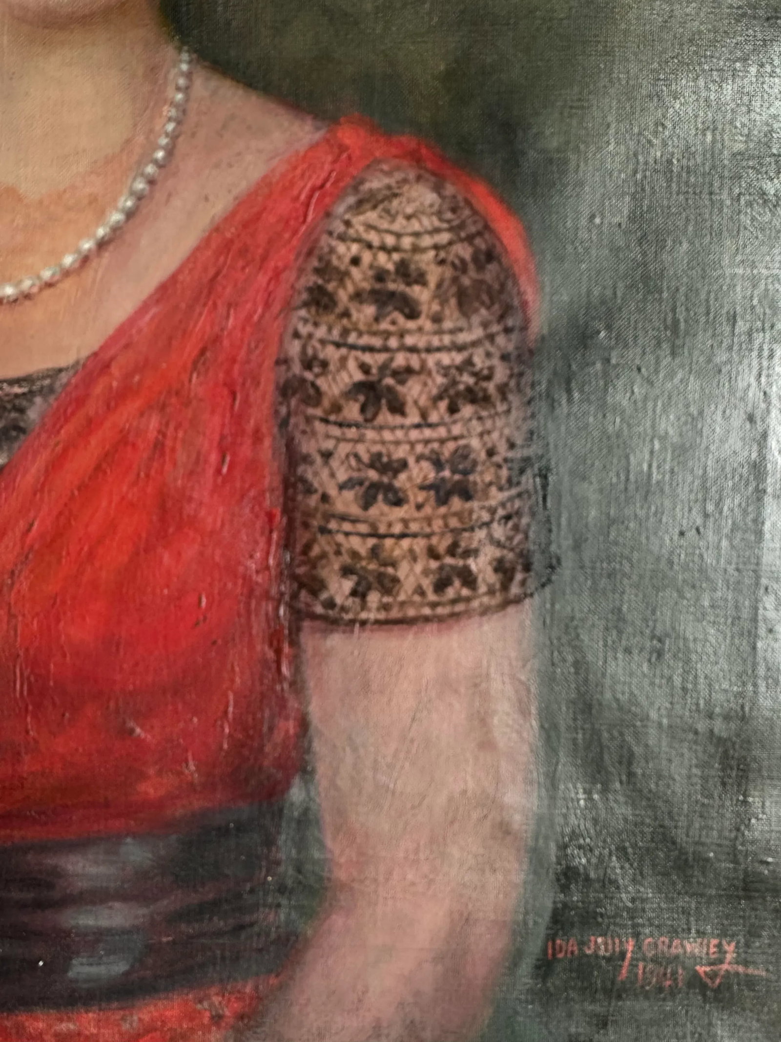 Artist Ida Jolly Crawley: Portrait of Woman in Red Dress - 3