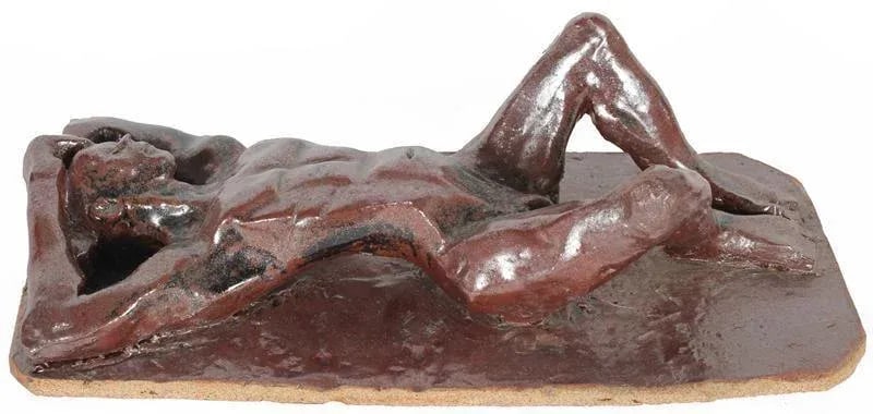 Figure at Rest 2001 Clay Sculpture in Brown - 3