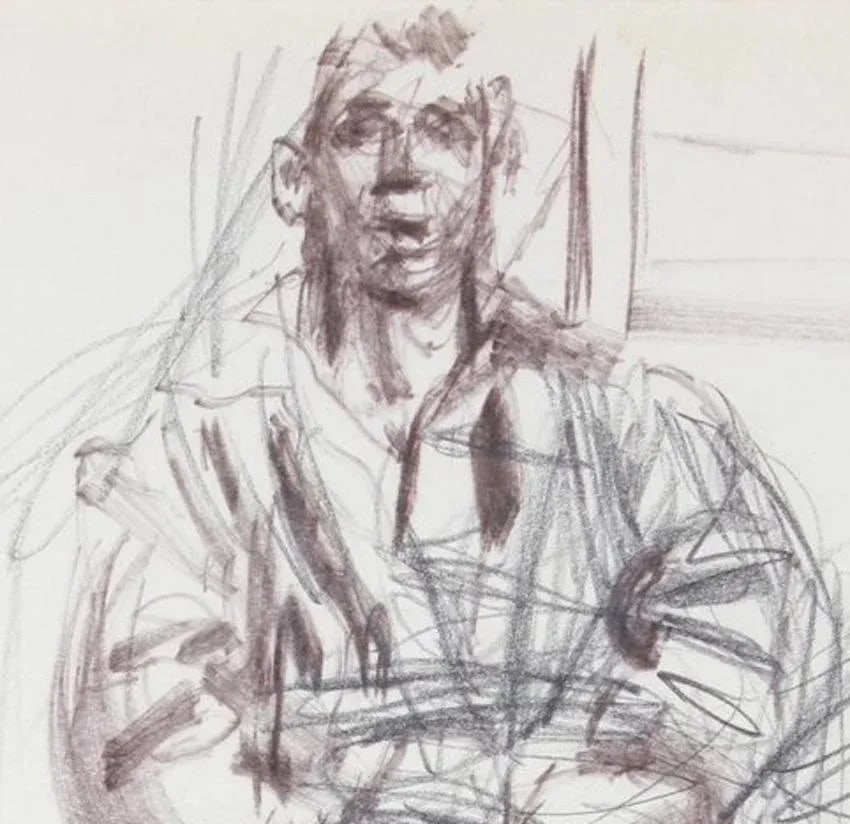 Expressionist Seated Figure Sketch 1940-50s Ink & Graphite - 2