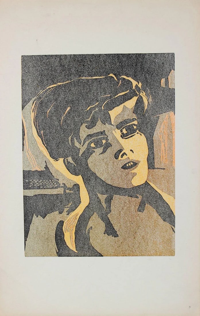 Mid Century Woodcut Portrait of a Boy - 2