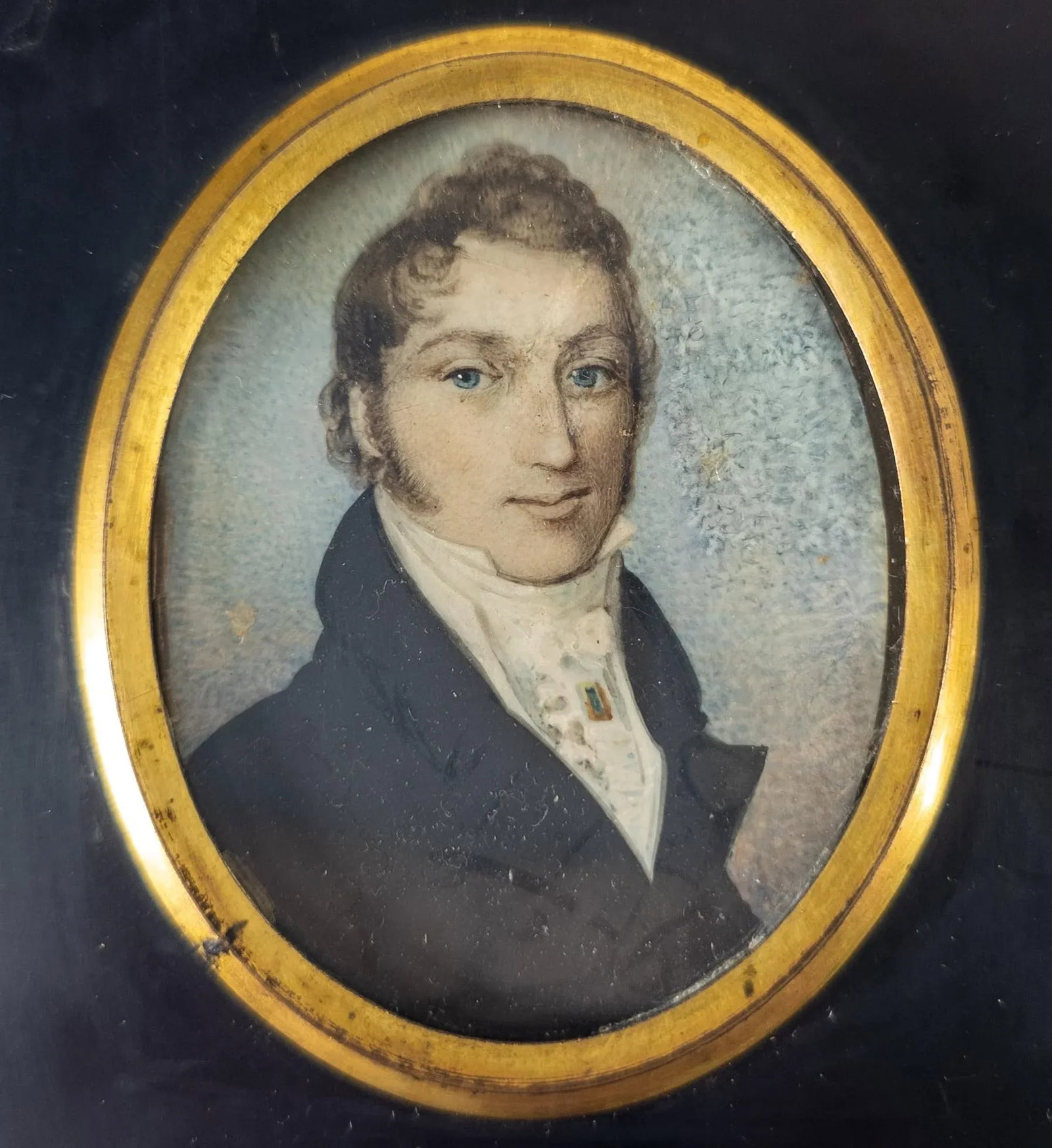19th Century American Miniature Watercolor Portrait of a Fancy Gentleman - 2