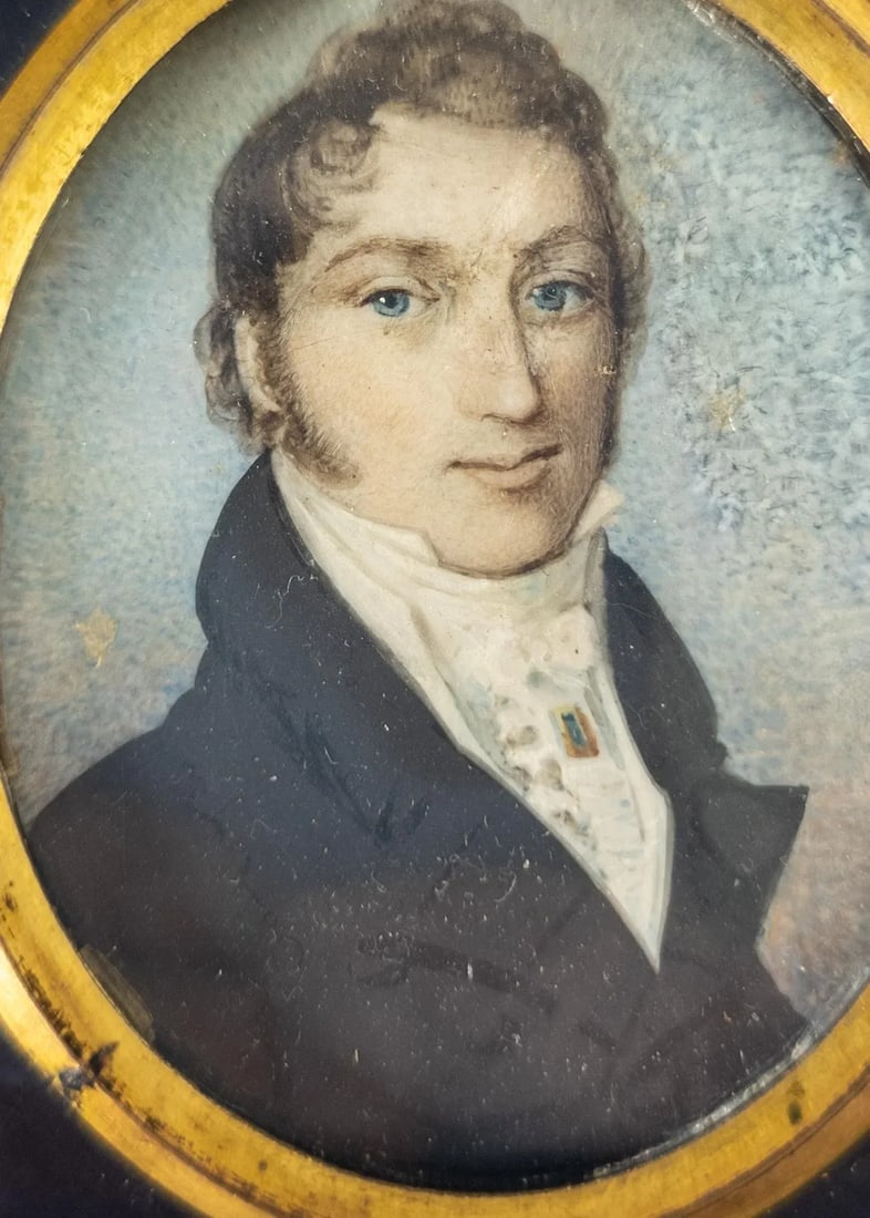 19th Century American Miniature Watercolor Portrait of a Fancy Gentleman - 3