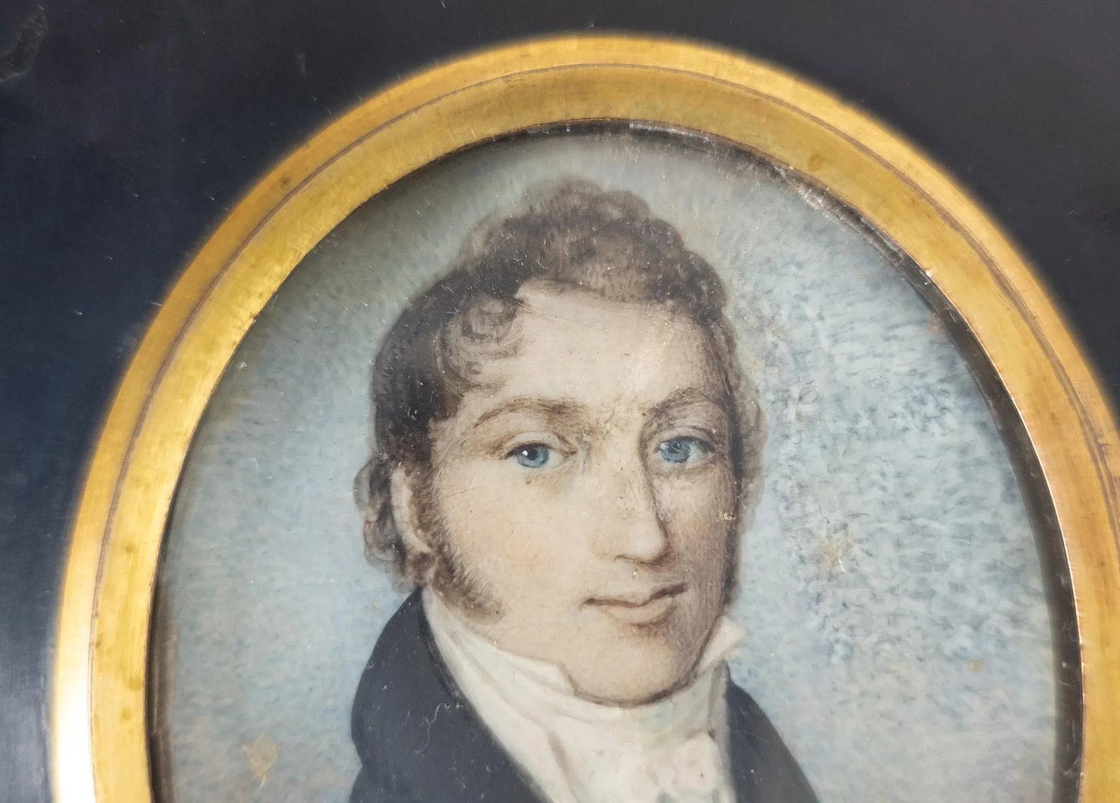 19th Century American Miniature Watercolor Portrait of a Fancy Gentleman - 4