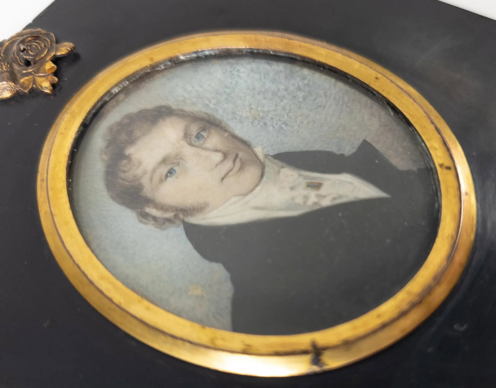 19th Century American Miniature Watercolor Portrait of a Fancy Gentleman - 8
