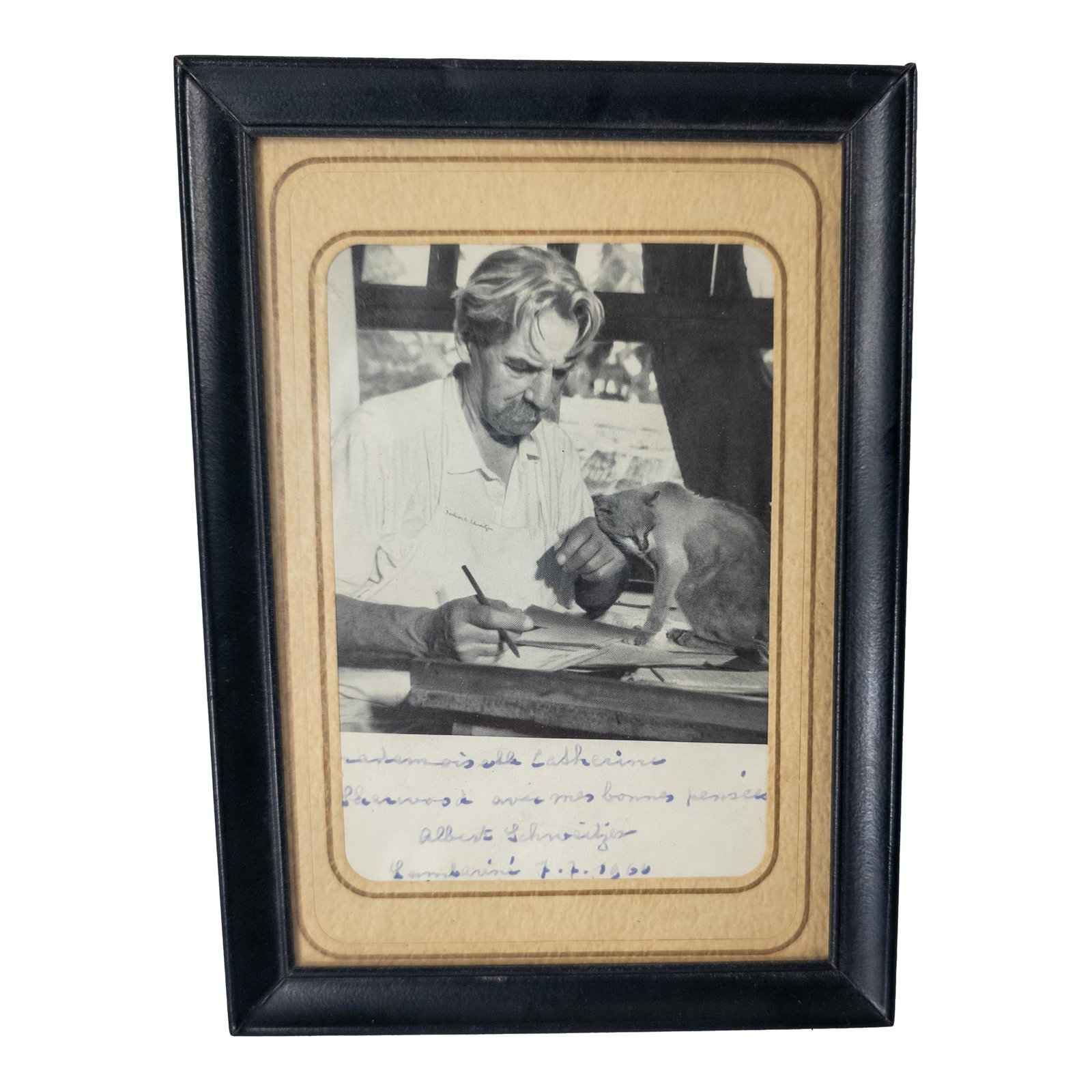 1960's Signed Autographed Photo of German Nobel Prize Winning Polymath Albert Schweitzer: We are selling this great autographed photo of famed German polymath and Nobel Prize winner Albert Schweitzer. We can't read most of the inscription but the signature and location of Lambarene are cle