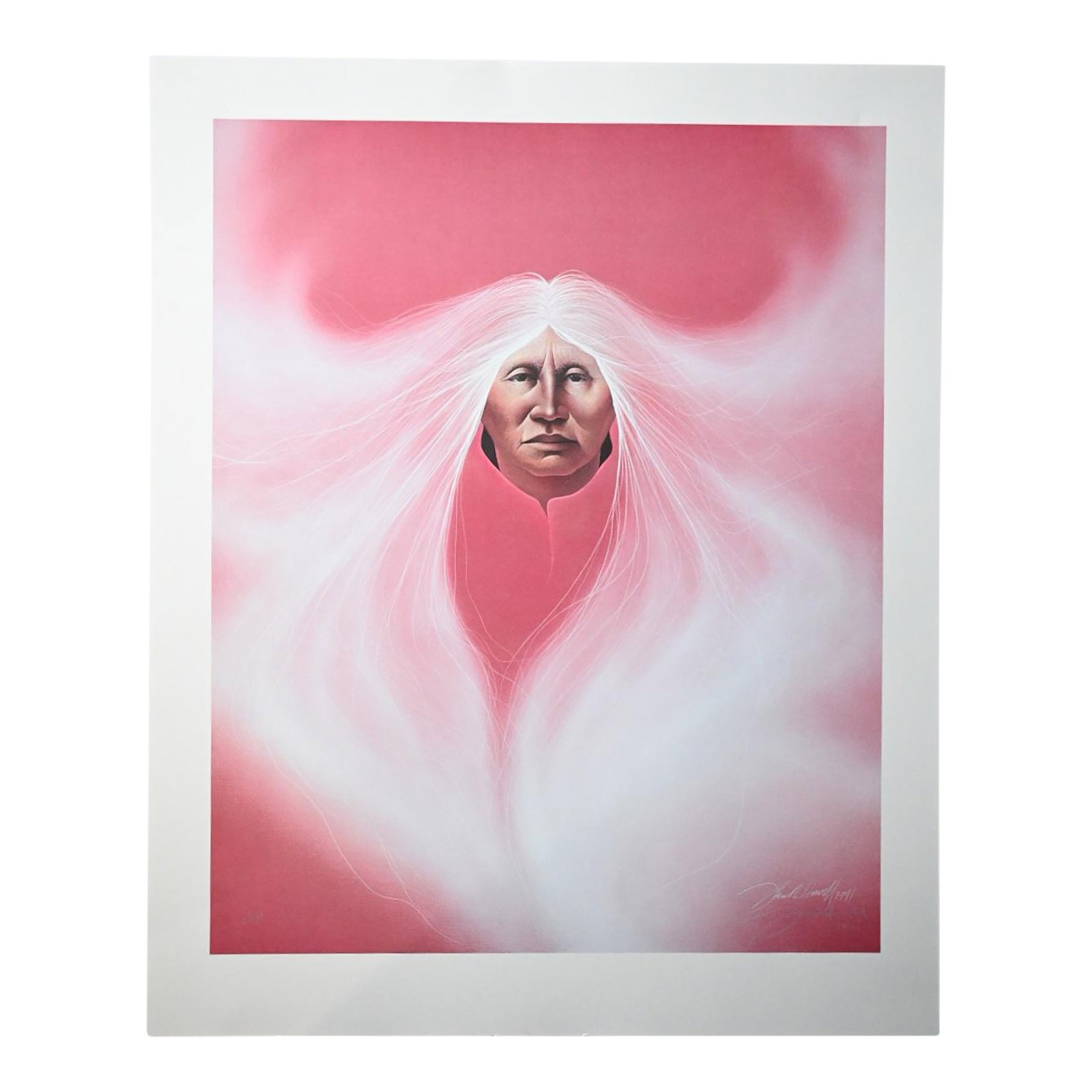 1990s "Dakota Mist" by Frank Howell - Signed Artist Proof (1991): This is a stunning 1991 Artist Proof of "Dakota Mist" by celebrated artist Frank Howell. The piece embodies Howell's signature style - ethereal, dreamlike, and deeply rooted in Native American