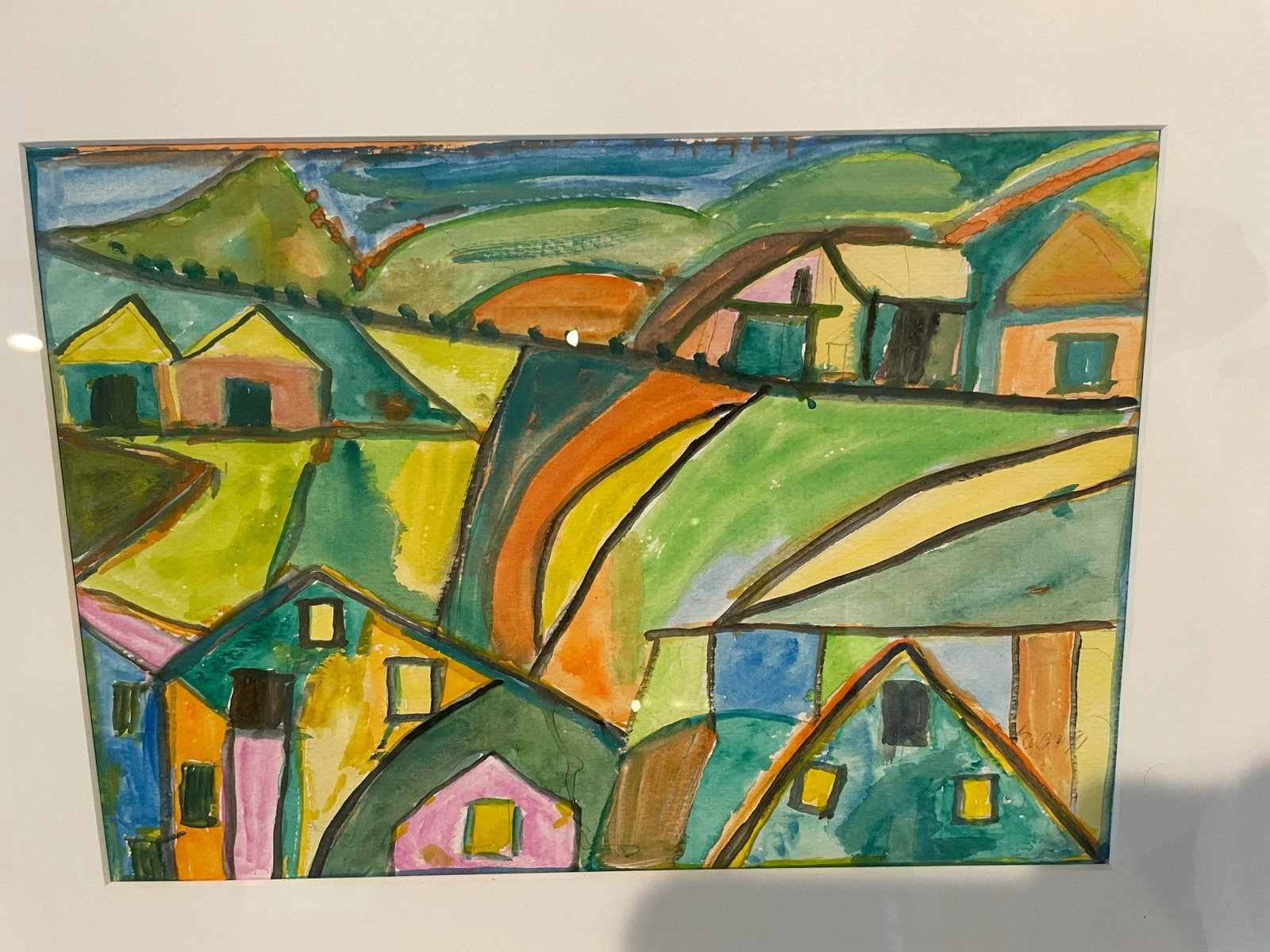 Ruza Erceg Geometric Landscape Watercolor on Paper - 2
