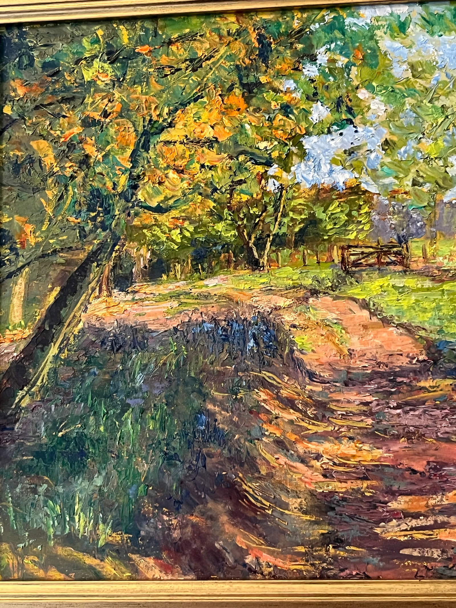 Vibrant Oil Painting of a Country Road in Autumn, Framed - 4