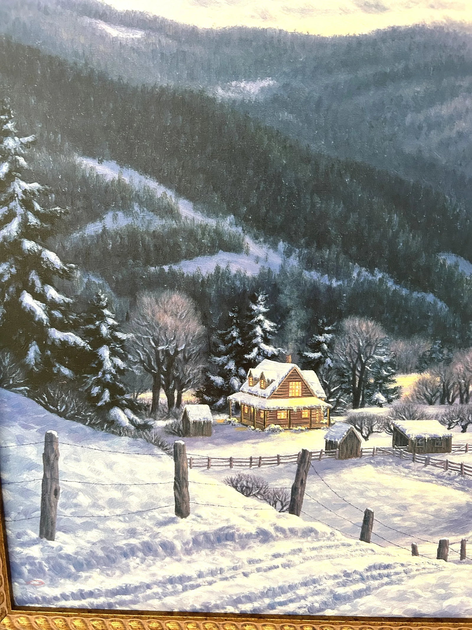 Large Framed Limited Edition Print on Canvas "Mountain Homestead" by Artist R. Van Beek - 3