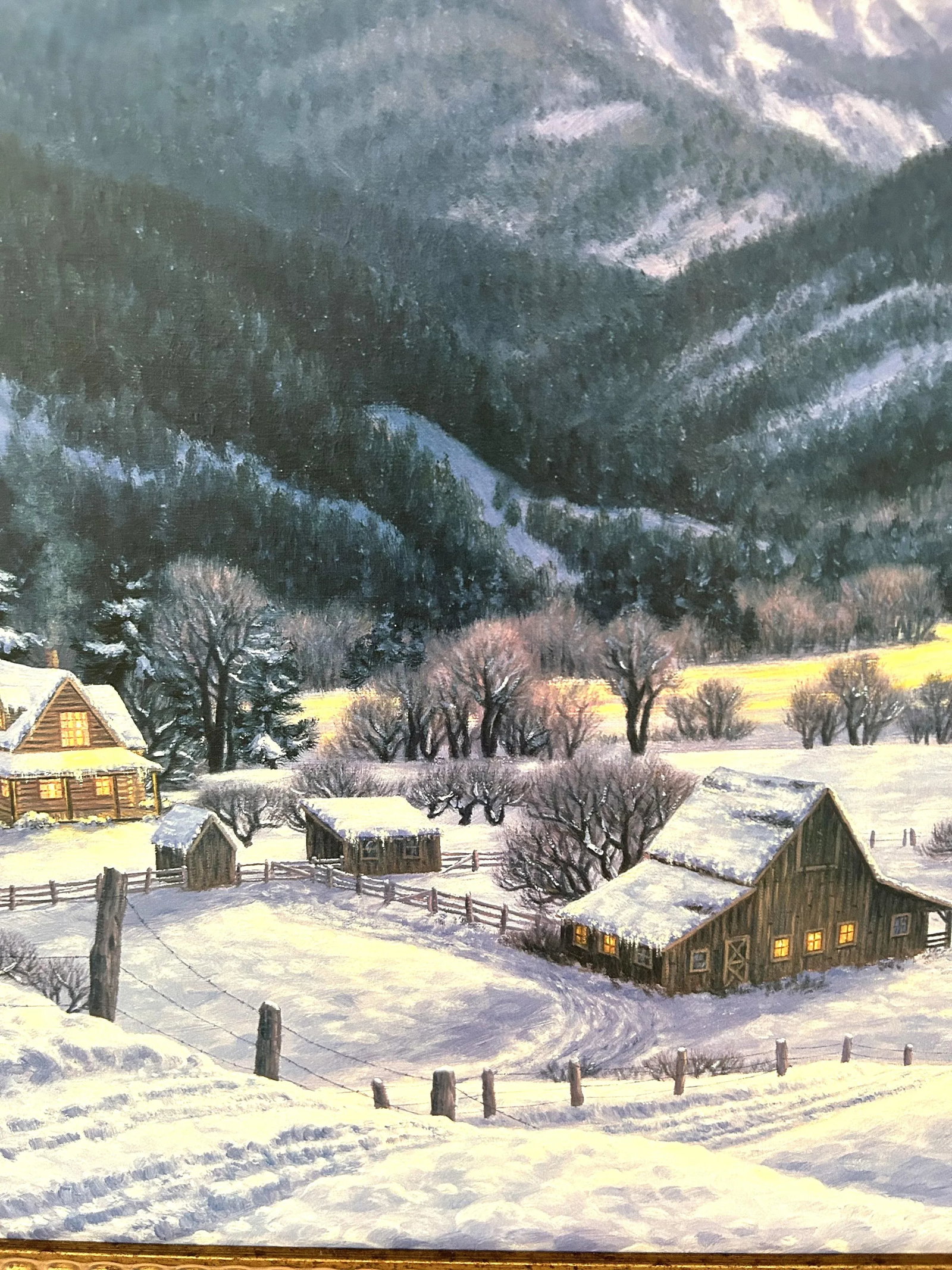 Large Framed Limited Edition Print on Canvas "Mountain Homestead" by Artist R. Van Beek - 5