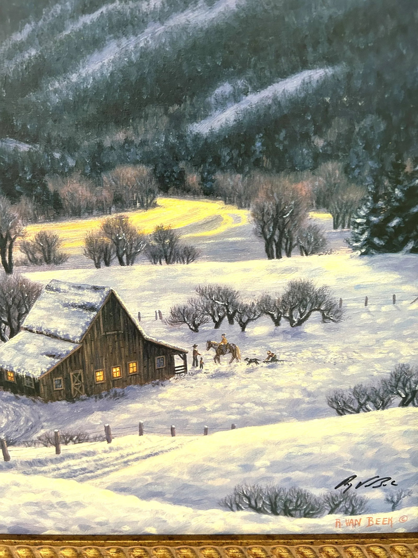 Large Framed Limited Edition Print on Canvas "Mountain Homestead" by Artist R. Van Beek - 6