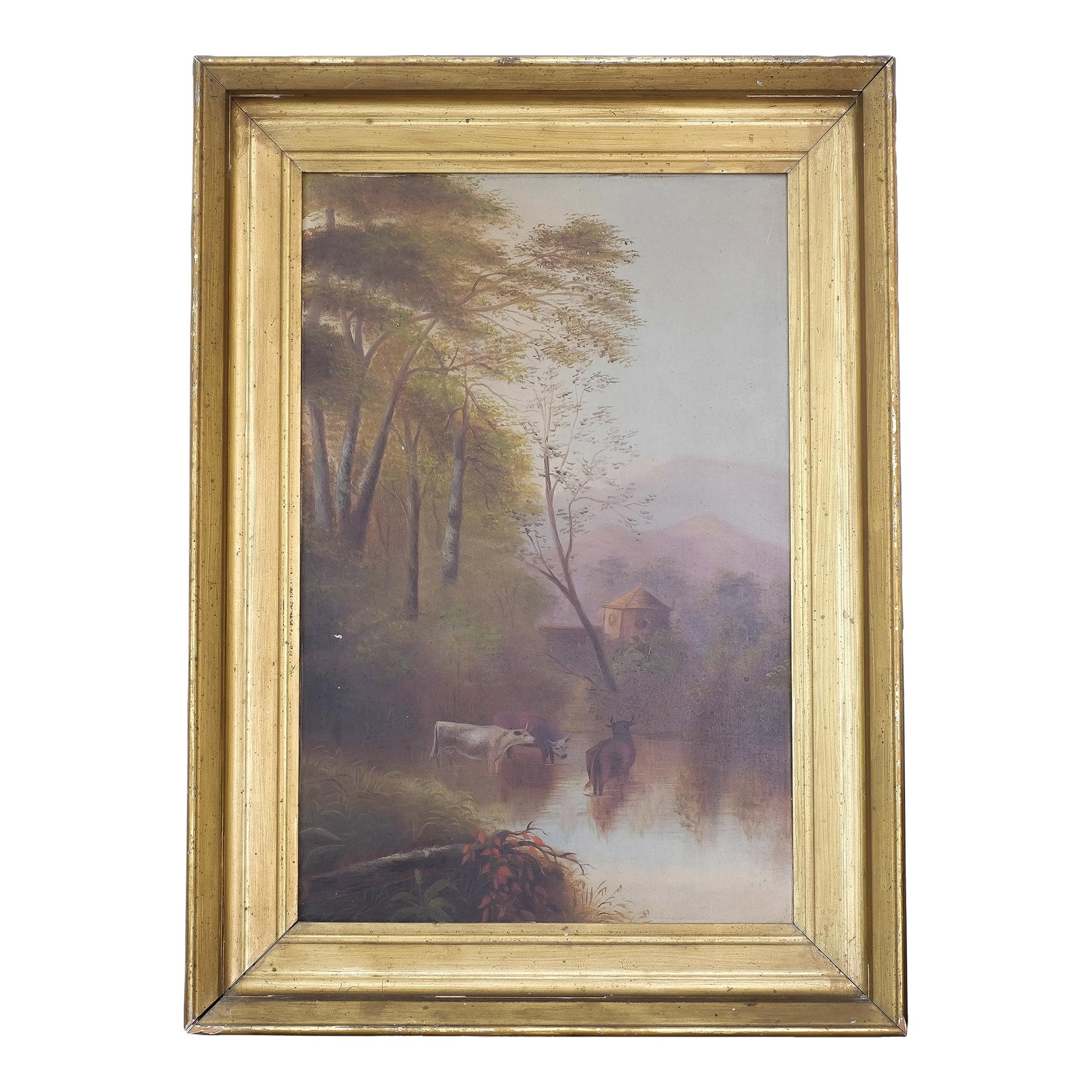 Antique Landscape Painting, Pastoral Painting: Beautiful antique landscape painting. Condition: Alterations: Original Condition Unaltered Imperfections: Some Imperfections Condition Notes: The painting is in good overall condition. The frame