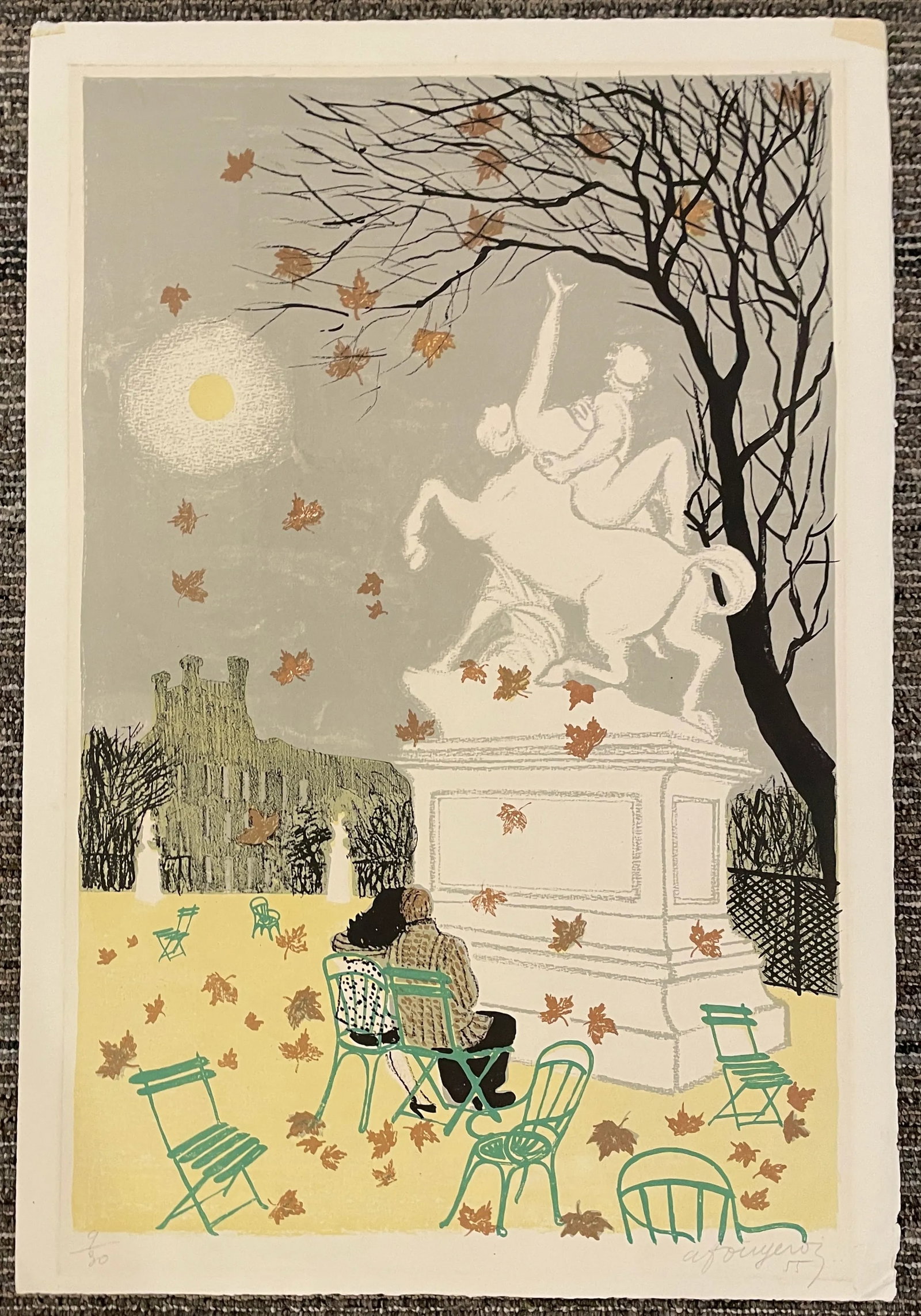 1955 Tuileres Paris French Lithograph - 5